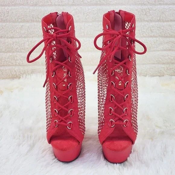Other PLEASER Delight 33 6" High Heel Rhinestone Mesh Platform S Size US 10 / IT 40 - 7 Thumbnail