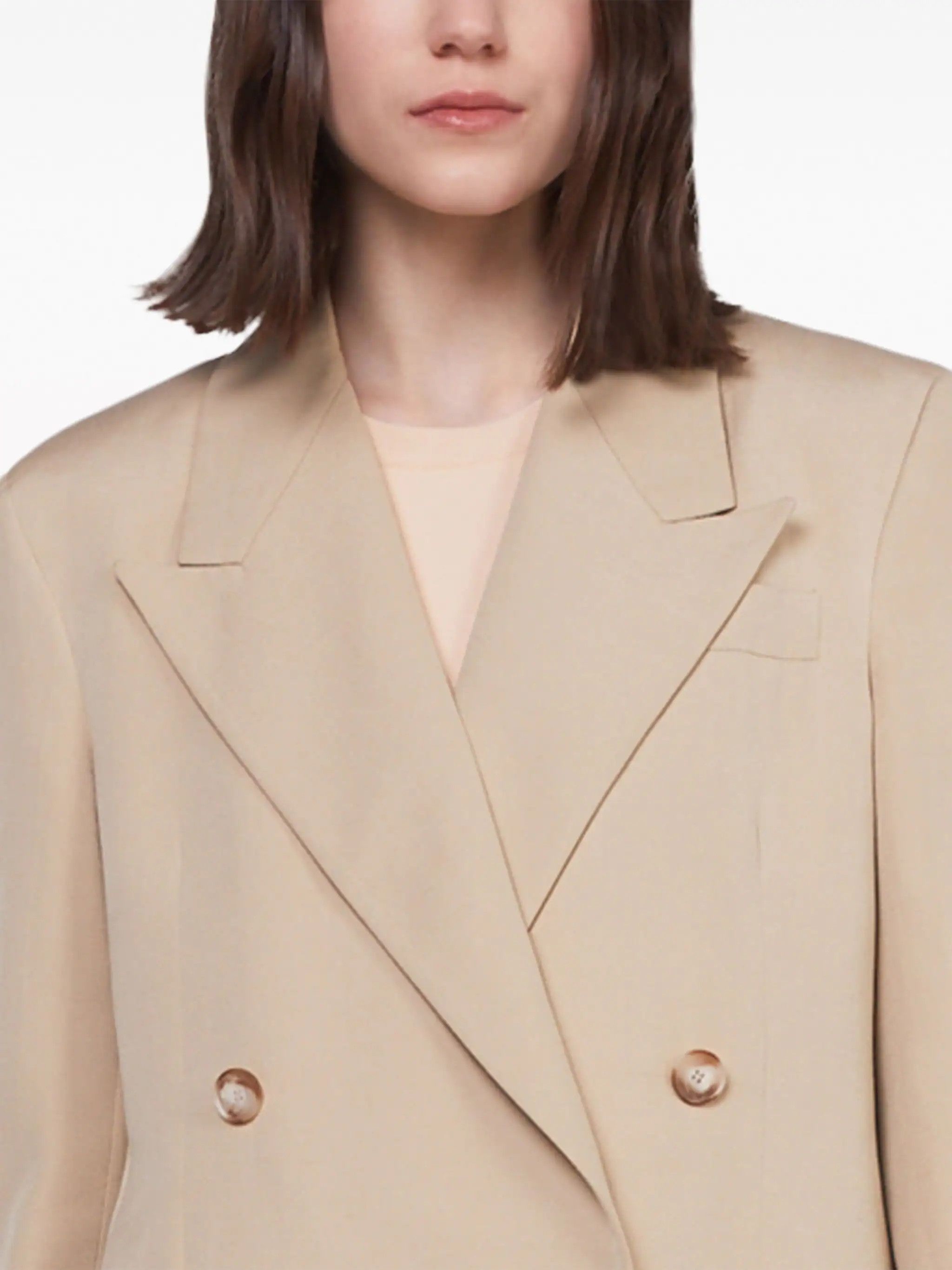 Stella McCartney o1s22i1n1024 Double-Breasted Blazer in Beige Size M / US 6-8 / IT 42-44 - 3 Thumbnail