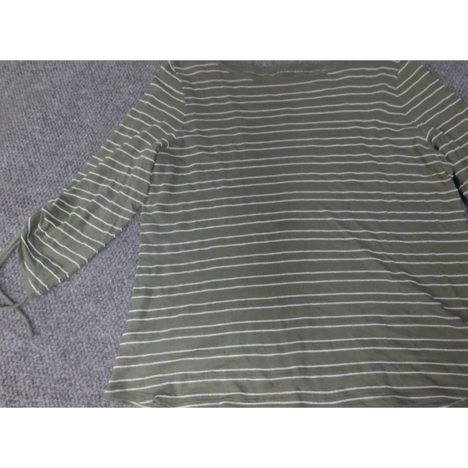 Talbots Talbots Blouse Shirt 2X Women Green Striped Pullover Casual Cotton Polyester Stretch Crew Neck Size XXL / US 16-18 / IT 52-54 - 2 Thumbnail
