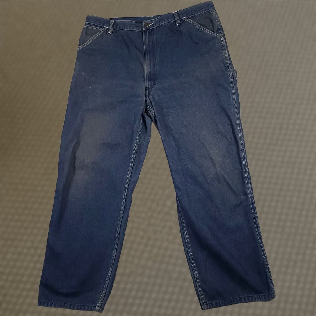 Denime VINTAGE Roebucks Carpenter Jeans Mens 42X30 Denim Dark Wash Straight 80s 40X28 Hemmed Mens Size US 42 / EU 58 - 1 Thumbnail