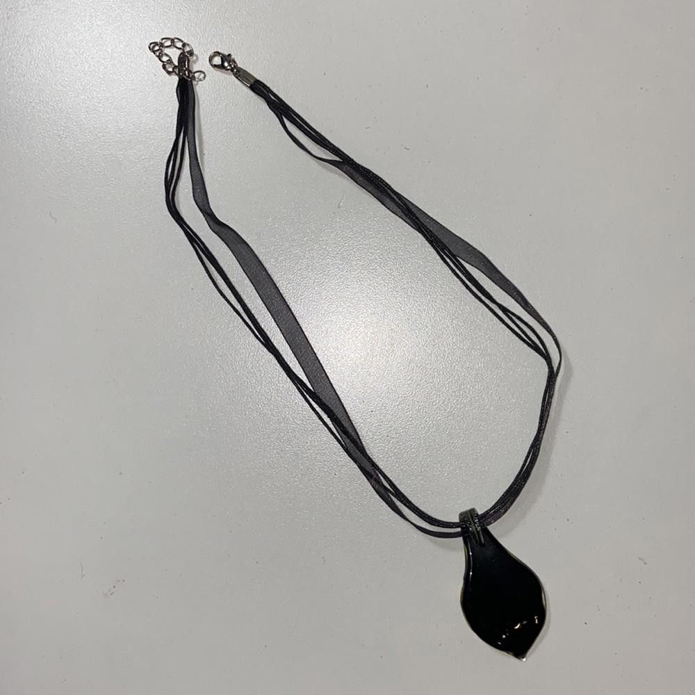 Designer Silver/Green Blown Glass Necklace Size ONE SIZE - 4 Thumbnail