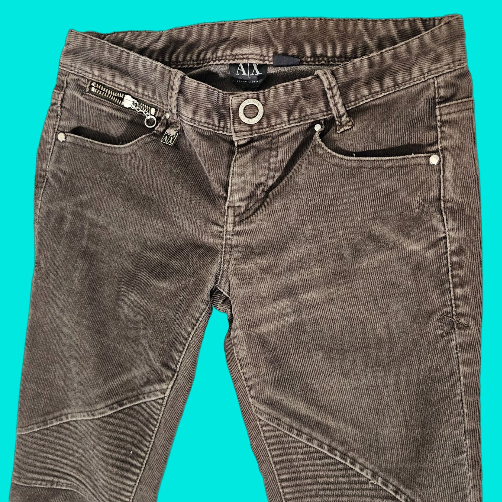 Armani Exchange Armani Exchange Women's Corduroy Jeans Skinny Size 0 Brown Inseam 31" Zipper Accents Size 25" / US 0 / IT 36 - 1 Thumbnail
