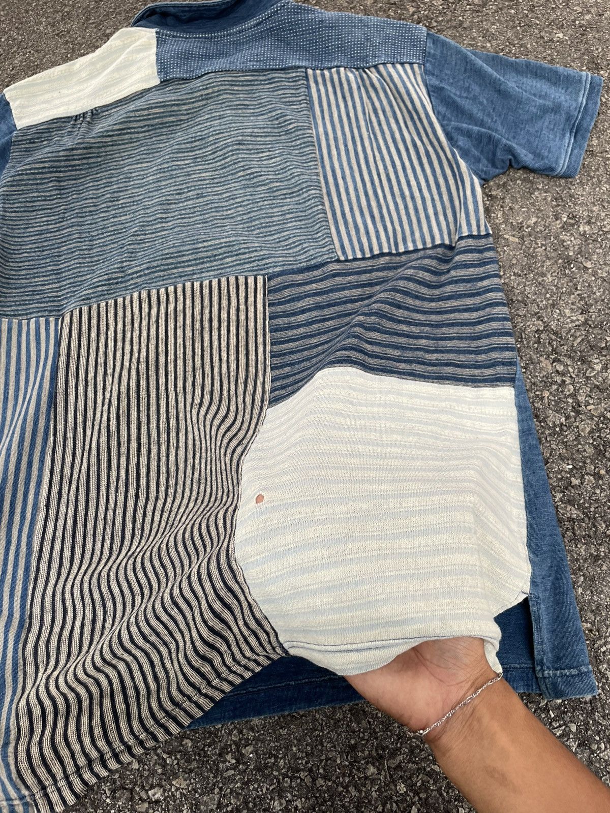 Kapital Indigo Dyed Patchwork Polo Shirt Size US L / EU 52-54 / 3 - 8 Thumbnail