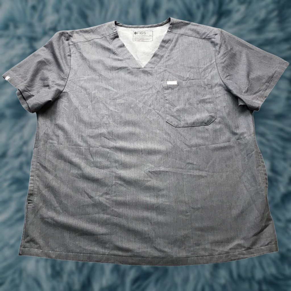 Vintage FIGS Technical Collection Scrub Top Shirt Mens 2XL Short Sleeve Gray V-Neck Pocket Scrub Top Medical Shirts TM3000 Size US XXL / EU 58 / 5 - 1 Thumbnail