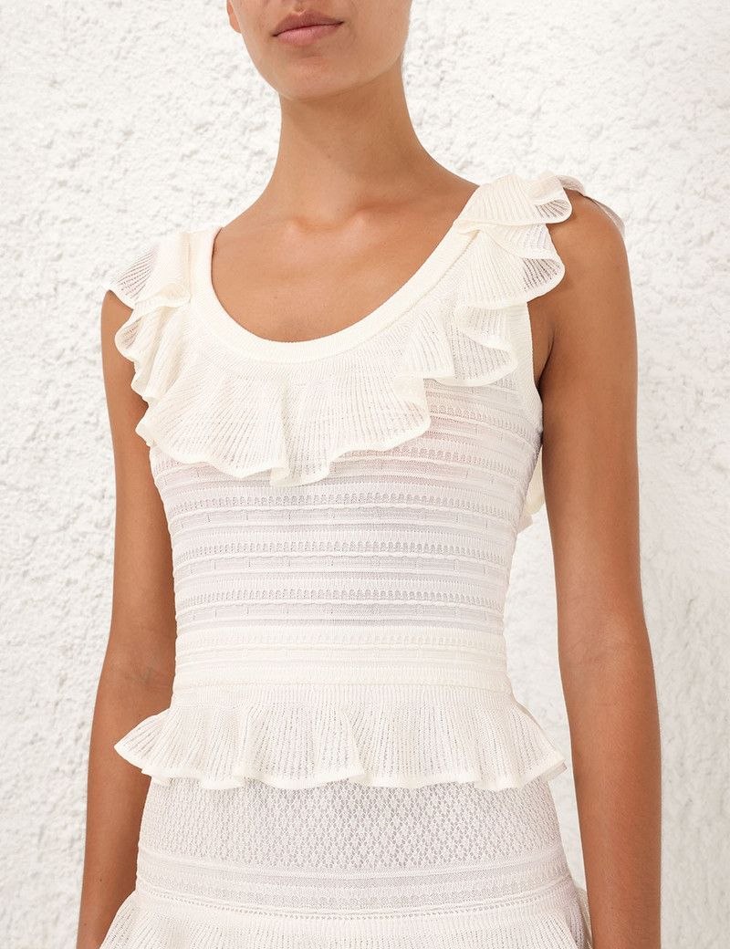 Zimmermann oc11z0226 Illuminate Lace Frill Mini Dress In White Size L / US 10 / IT 46 - 4 Thumbnail