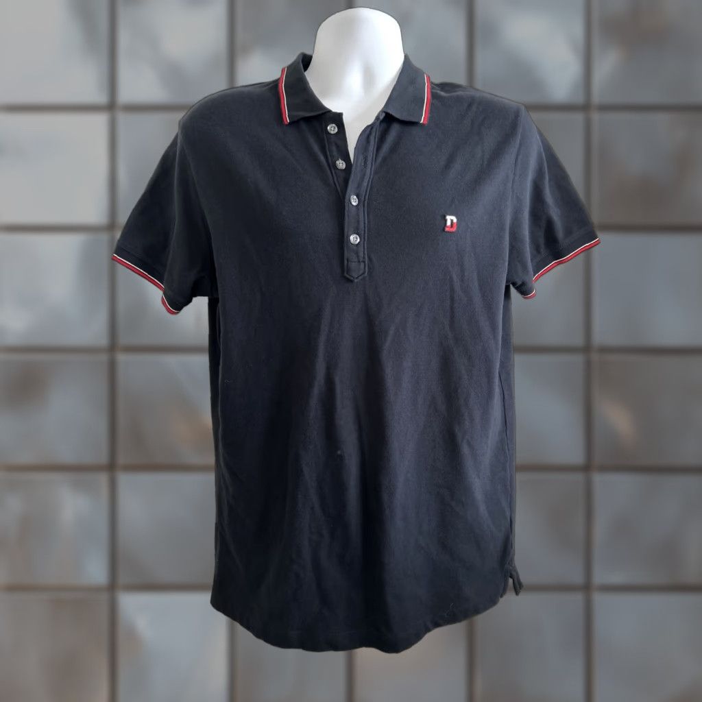 VINTAGE Diesel Admiral Polo Shirt Men Large Black Red Stripe