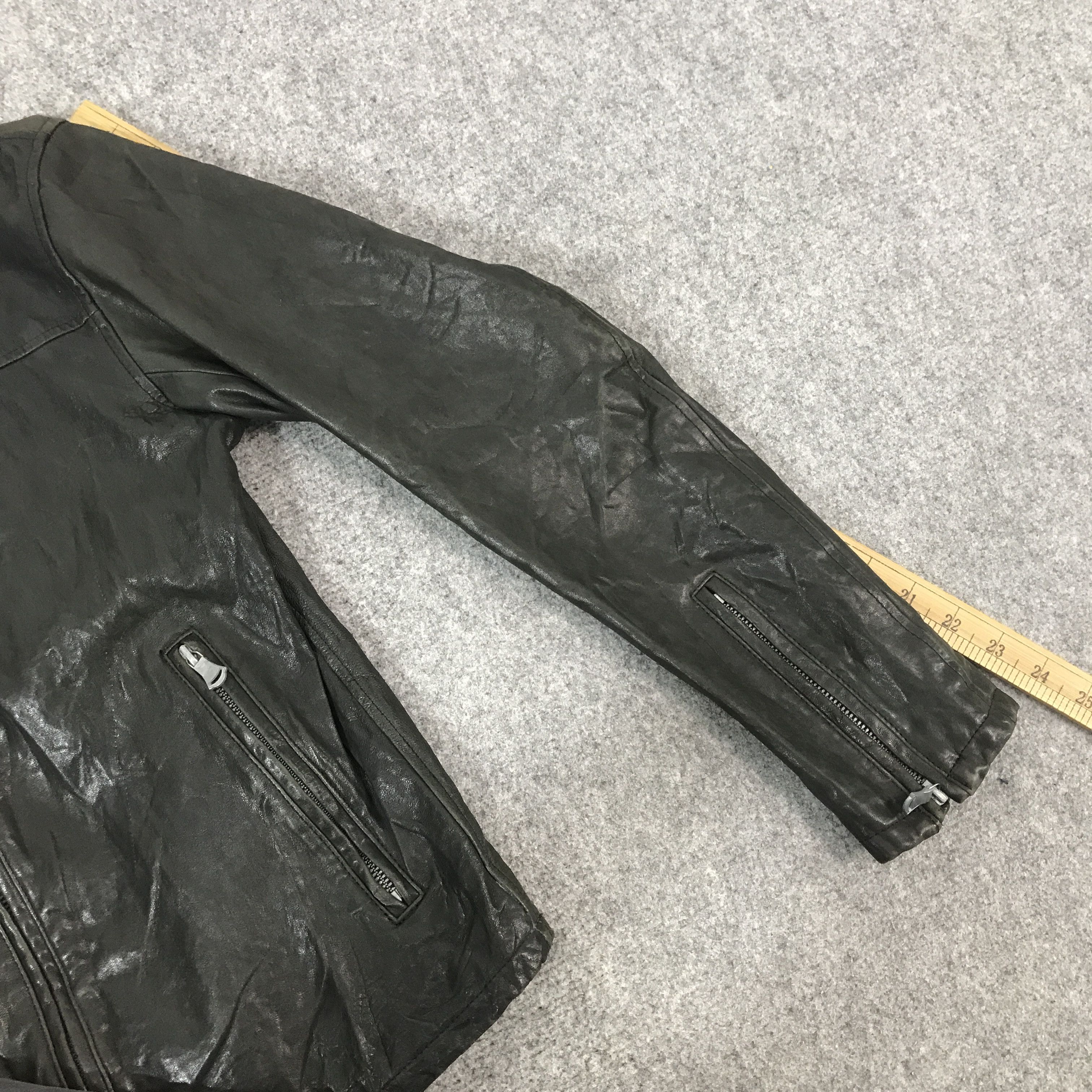 Japanese Brand Vtg green label Leather jacket biker style Size US S / EU 44-46 / 1 - 6 Thumbnail