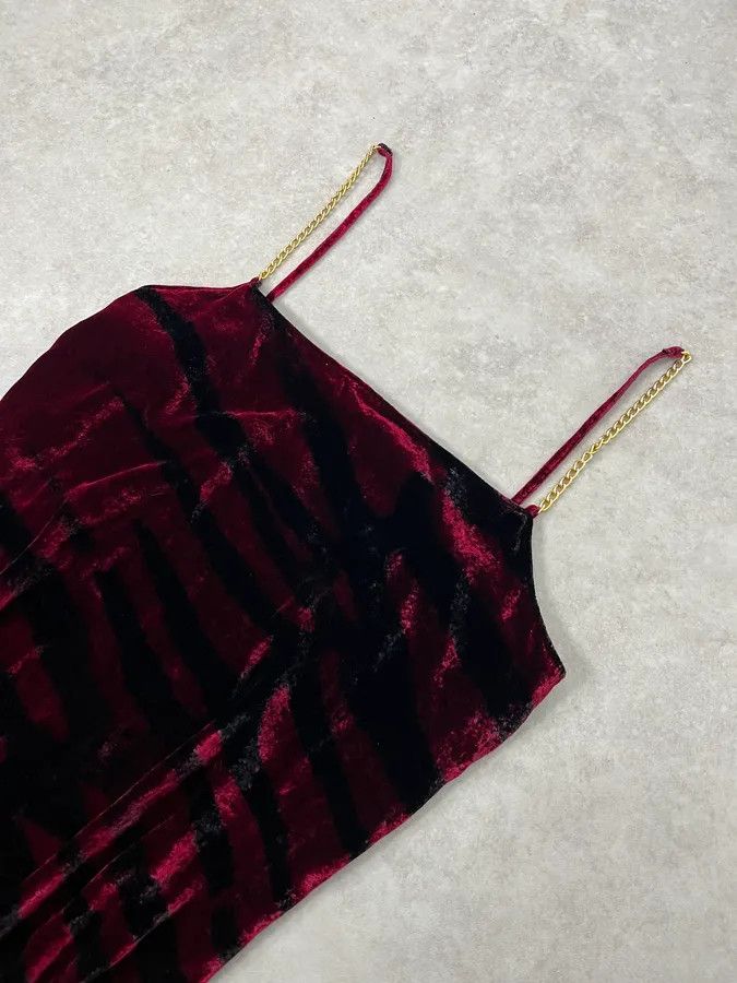 Roberto Cavalli 2000s Roberto Cavalli Obscure Black & Red Glamour Savage Velvet Dress Size M / US 6-8 / IT 42-44 - 5 Thumbnail