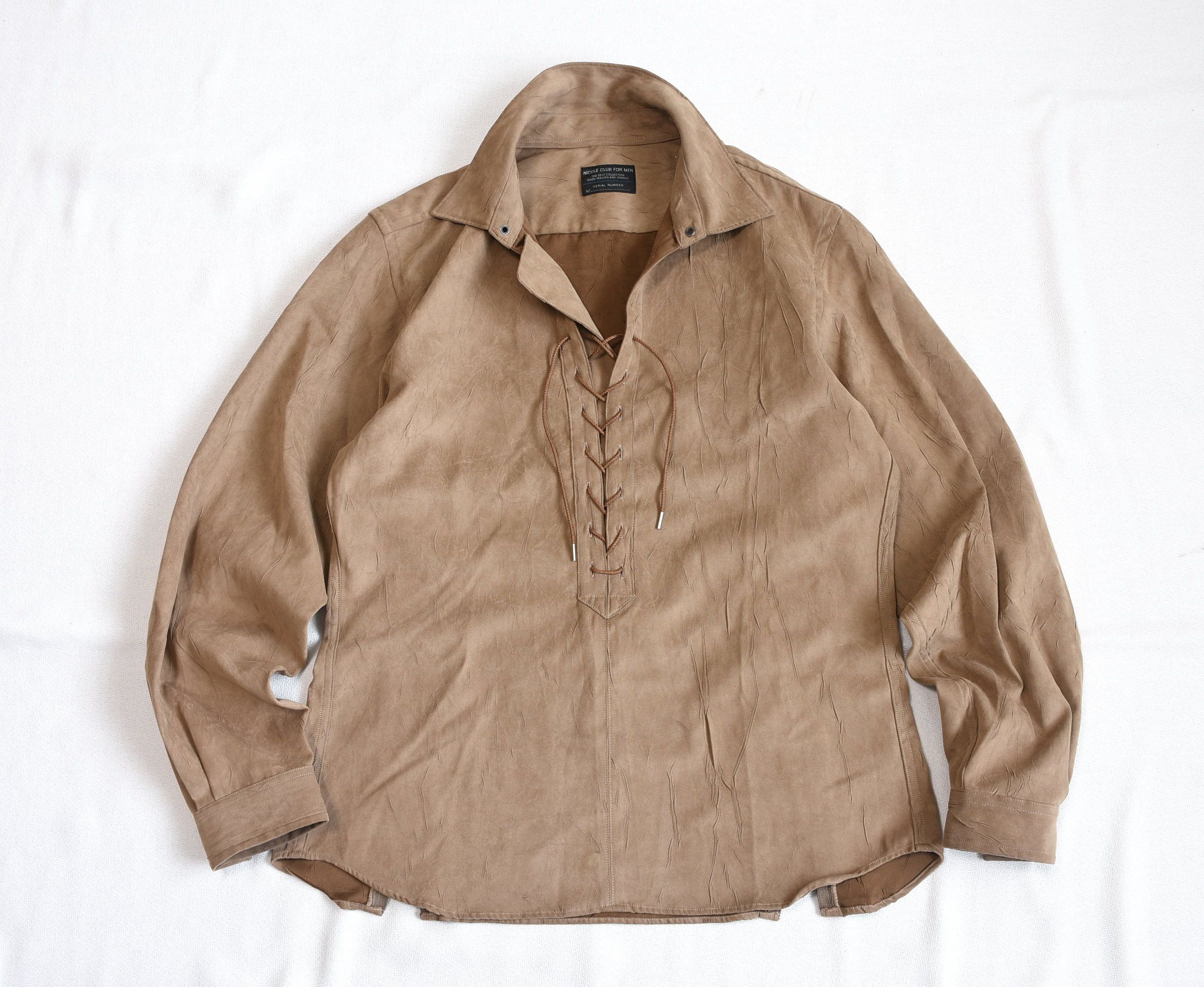 5351 POUR LES HOMMES NICOLE CLUB FOR MEN Lace-up faux suede shirt Size US M / EU 48-50 / 2 - 1 Thumbnail