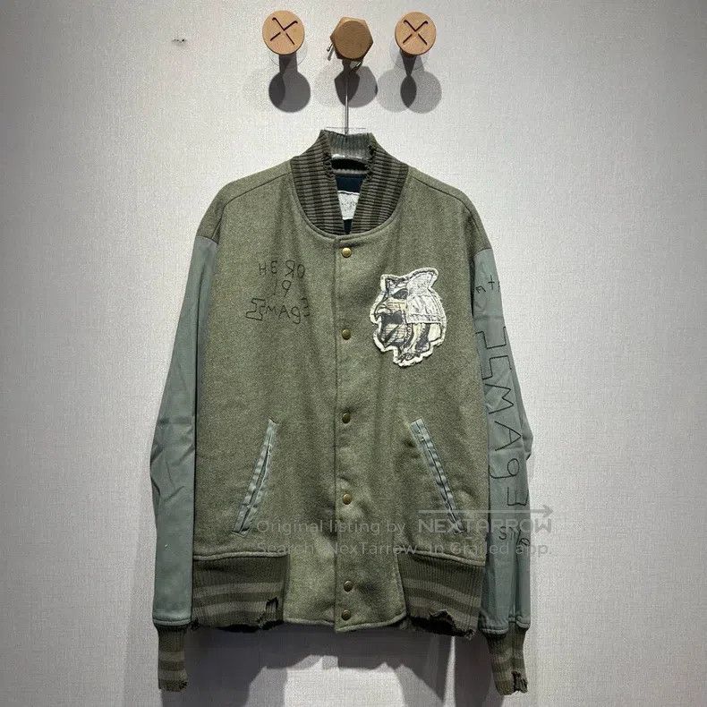 Greg Lauren Greg Lauren Military Green Wool Embroidered Baseball Jacke Size US L / EU 52-54 / 3 - 1 Thumbnail