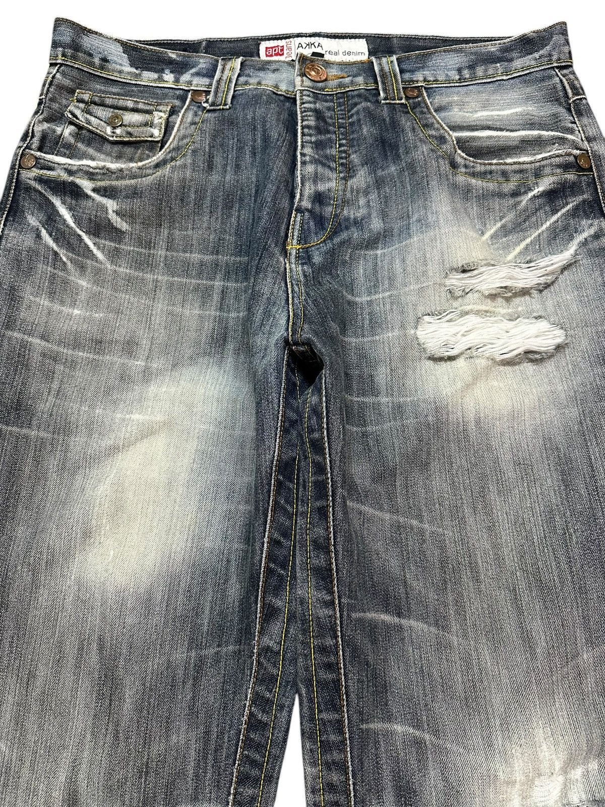 Hysteric Glamour Vintage Japanese Brand Faded Wash Distressed Wide Leg Jeans Size US 34 / EU 50 - 3 Thumbnail
