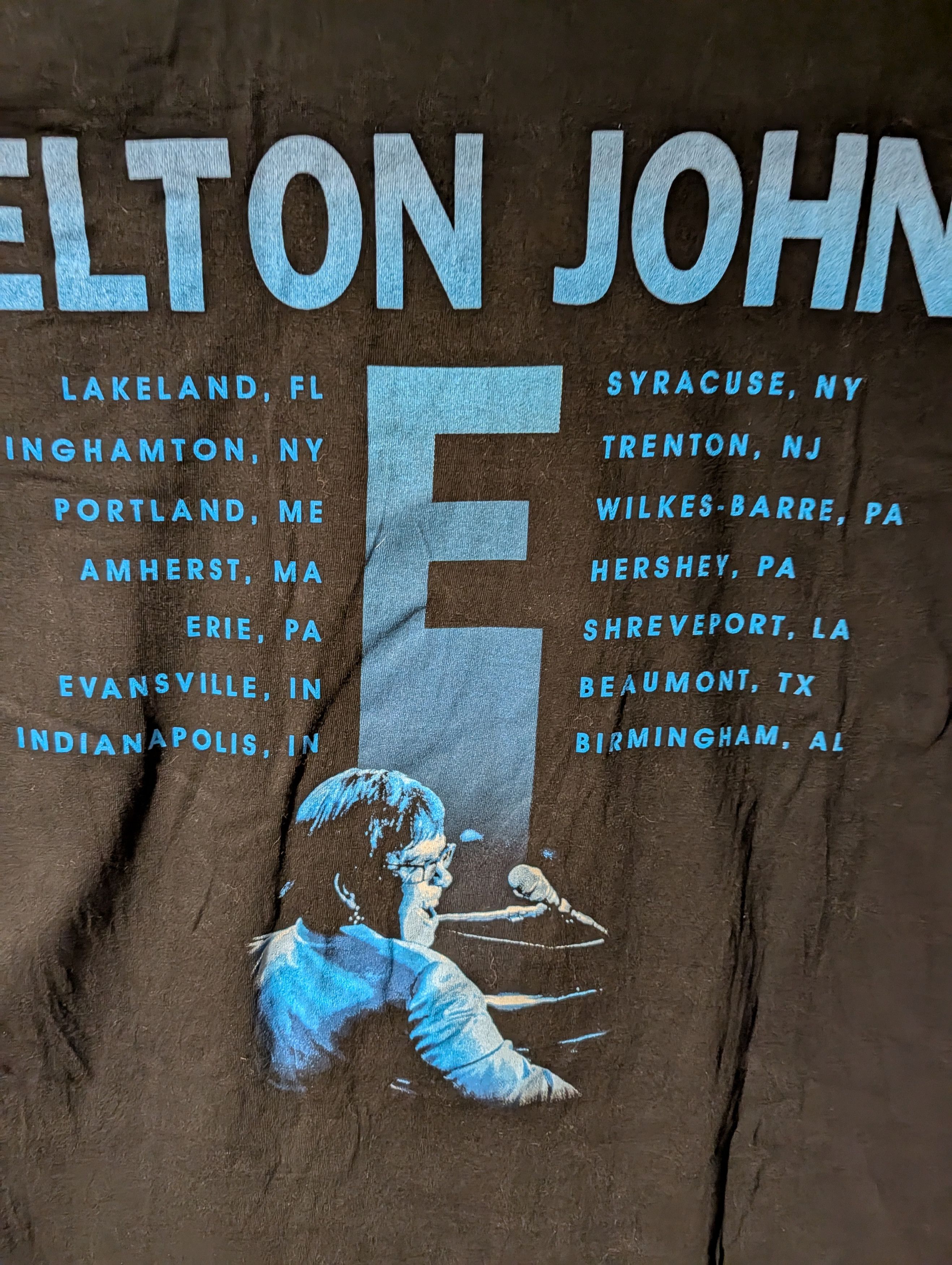 Band Tees Vintage Elton John Concert Tour T-Shirt 1990s Piano Graphic Size US XL / EU 56 / 4 - 6 Thumbnail