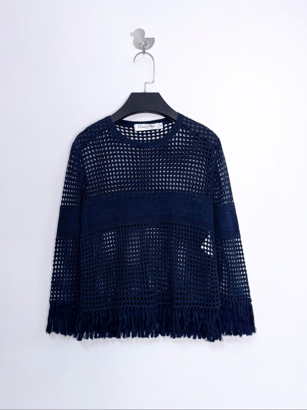 Dior Christian Dior Blue Mesh Fringe Sweater Size 36 Size XS / US 0-2 / IT 36-38 - 1 Thumbnail