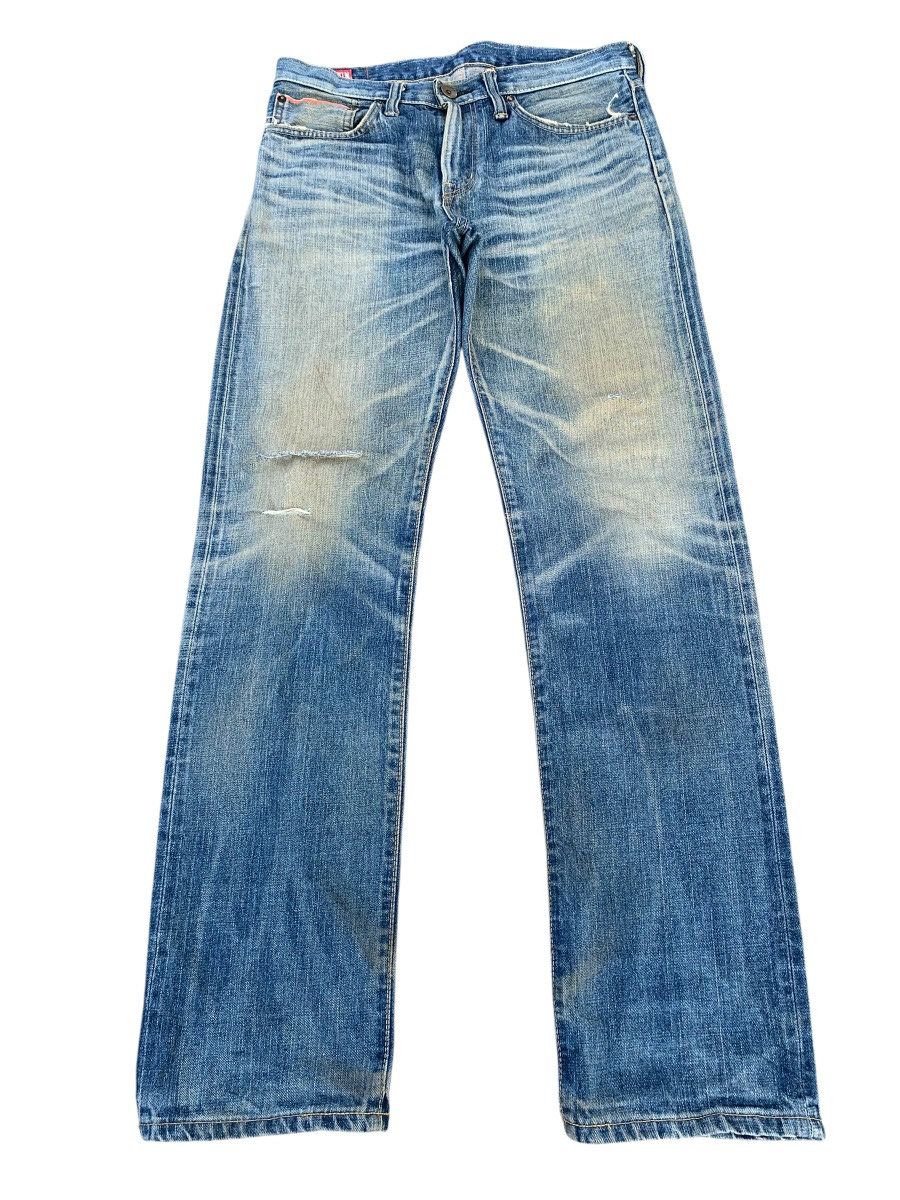 Edwin VINTAGE EDWIN 505zx SELVEDGE BUCKLE BACK DISTRESSED DENIM Size US 33 - 4 Thumbnail