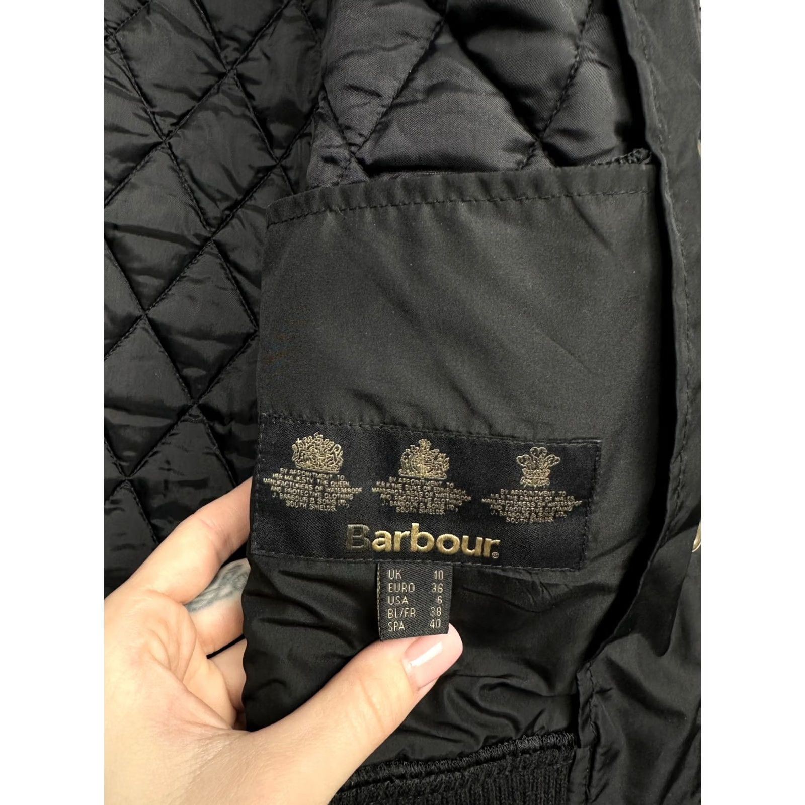 Barbour Barbour Jacket Womens Quilted Biker Size UK 10 M Black Polyester Quilted Size M / US 6-8 / IT 42-44 - 6 Thumbnail