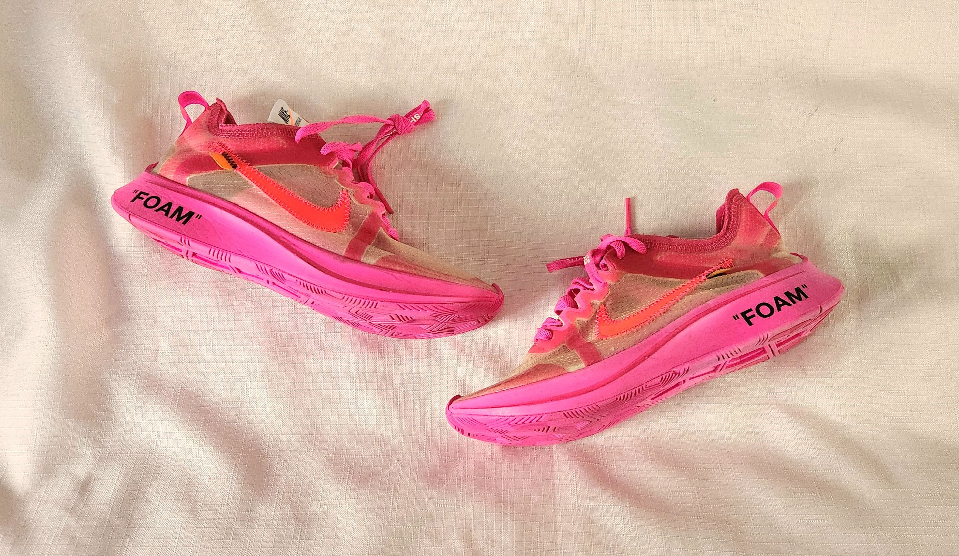 Nike × Off-White Nike Zoom Fly SP x OFF-WHITE ‘Pink’ AJ4588-600 Men’s Size 5 Size US 5 / EU 37 - 3 Thumbnail