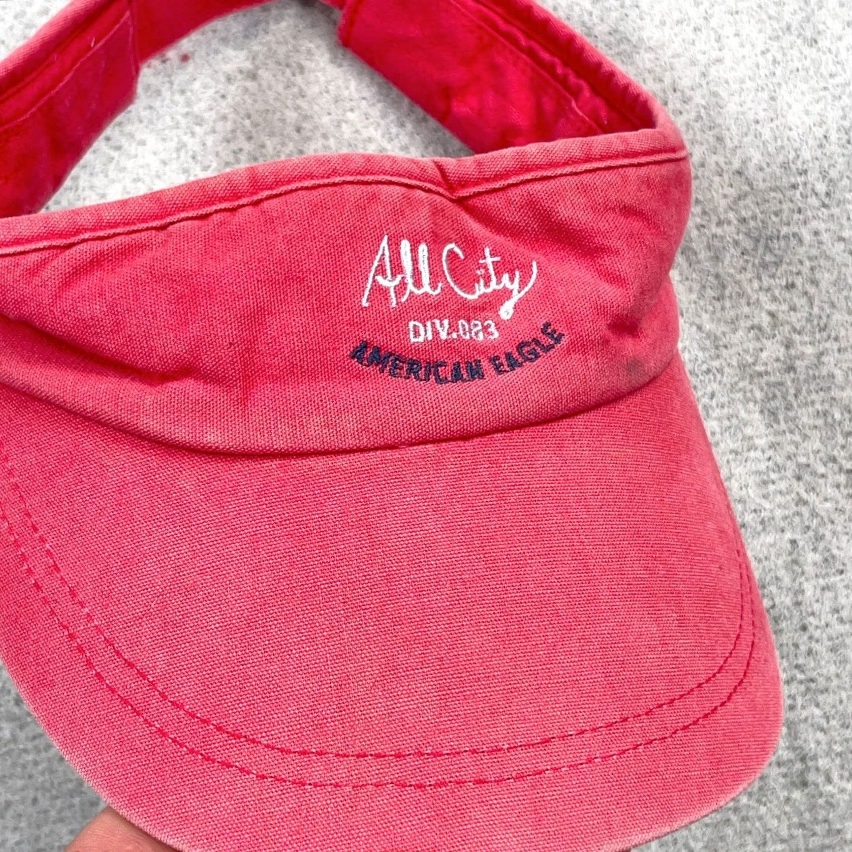 American Eagle Outfitters VINTAGE American Eagle Visor Hat Cap Womens One Size Pink Faded Embroidered Y2K Tennis Strap Back Sun Visor Size ONE SIZE - 2 Thumbnail