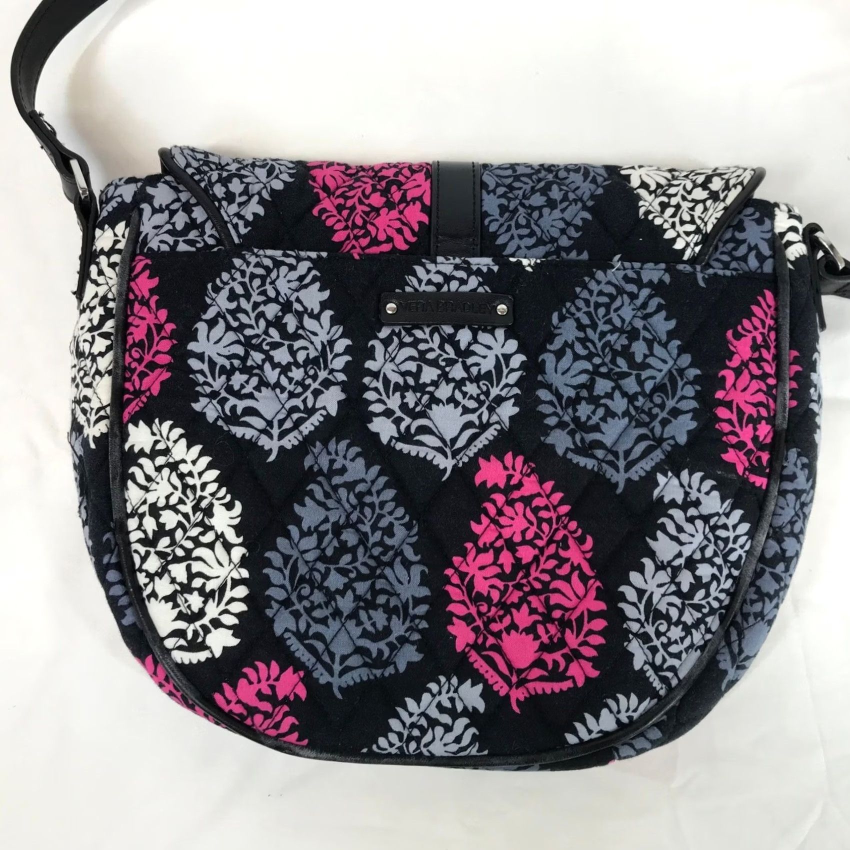 Vera Bradley Vera Bradley Quilted Shoulder Bag Floral Pink Gray White Black Adjustable Strap Size ONE SIZE - 3 Thumbnail
