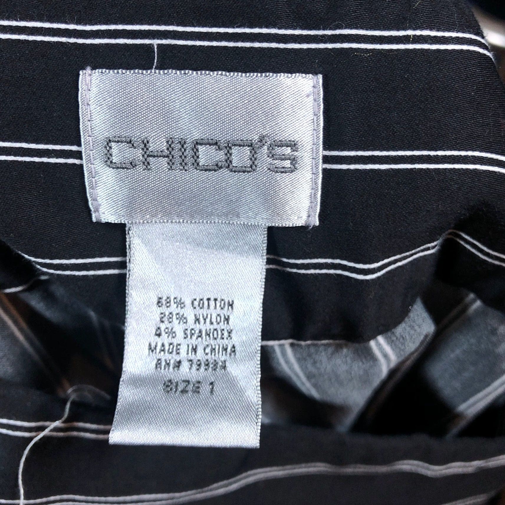 Vintage Chicos Womens Pants Black White Striped Pull on Side Zip Ankle Stretch 1(M) Size 28" / US 6 / IT 42 - 4 Thumbnail