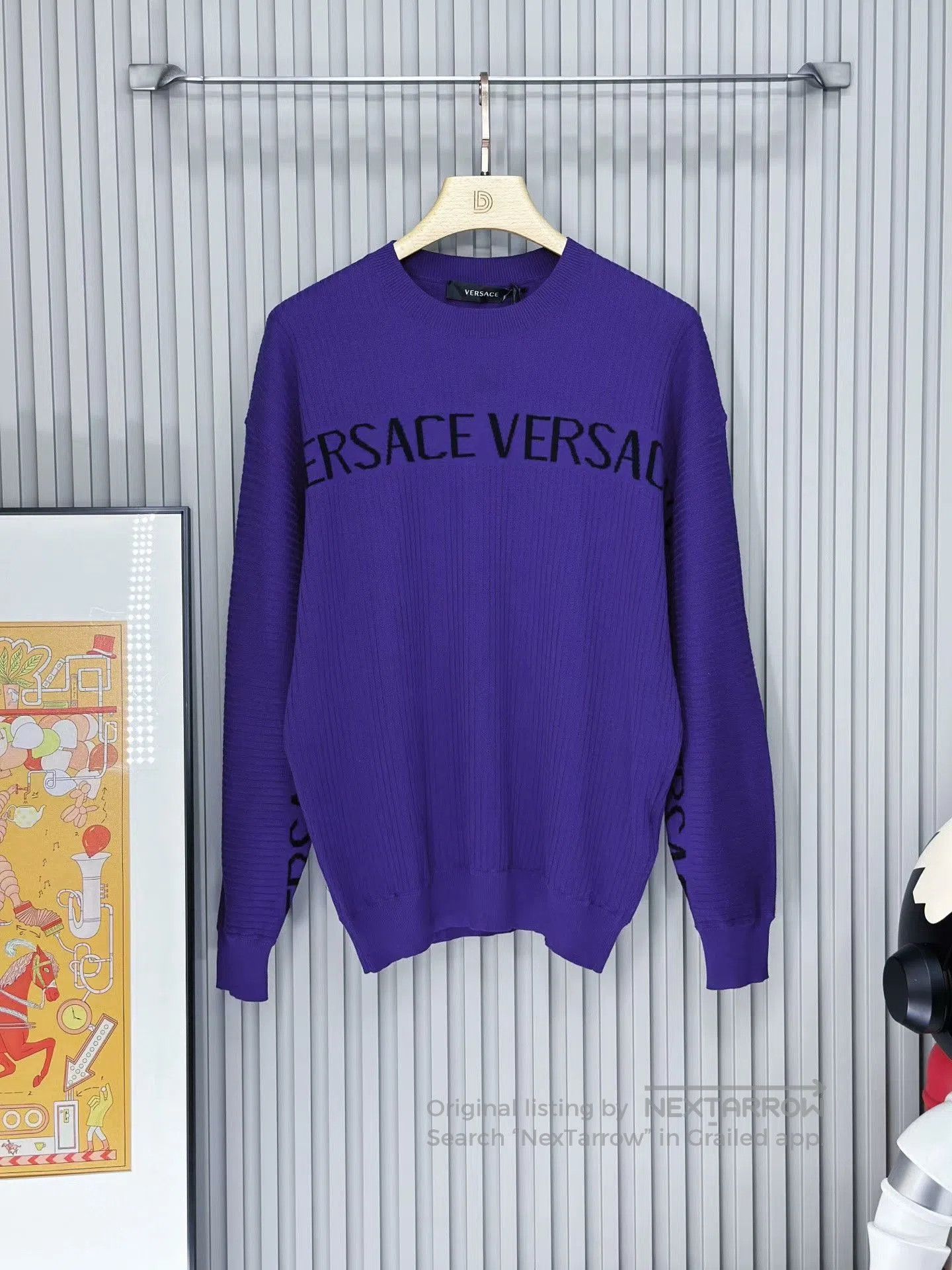 Versace Versace Purple Embroidered Casual Crewneck Sweater. Size US S / EU 44-46 / 1 - 1 Thumbnail