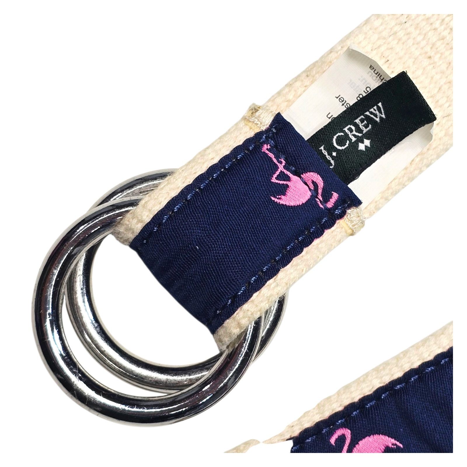 J.Crew J.Crew Double D Ring Navy Cream Pink Flamingo Belt M/L Mens Size ONE SIZE - 2 Thumbnail