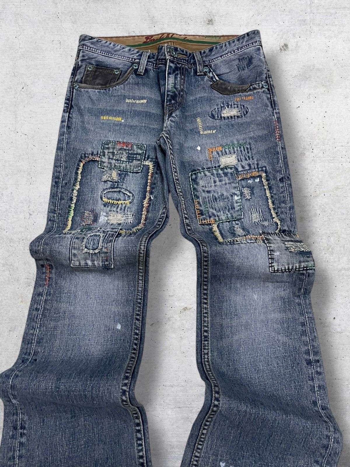 Hysteric Glamour VINTAGE BACK NUMBER JAPAN DESIGNER OG FLARED PATCHWORK DENIM Size US 30 / EU 46 - 4 Thumbnail