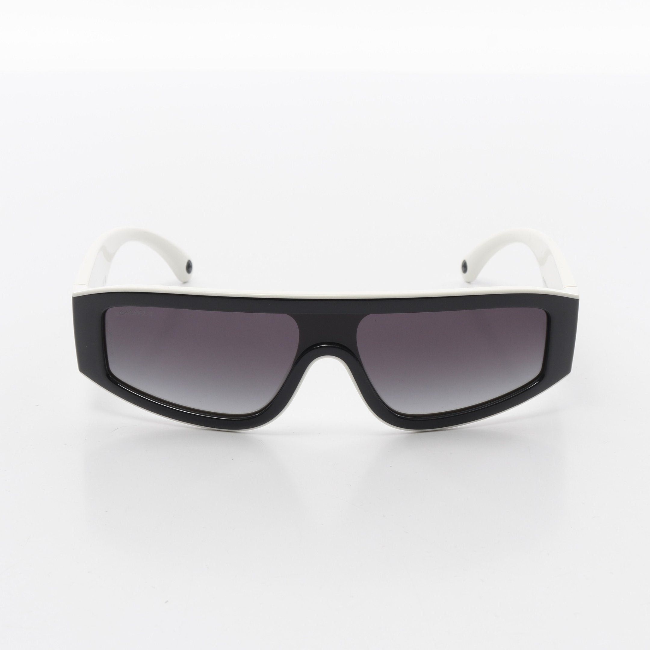 Chanel Chanel Shield Shape Eyewear Sunglasses Black White Gradient Lens Size ONE SIZE - 1 Thumbnail