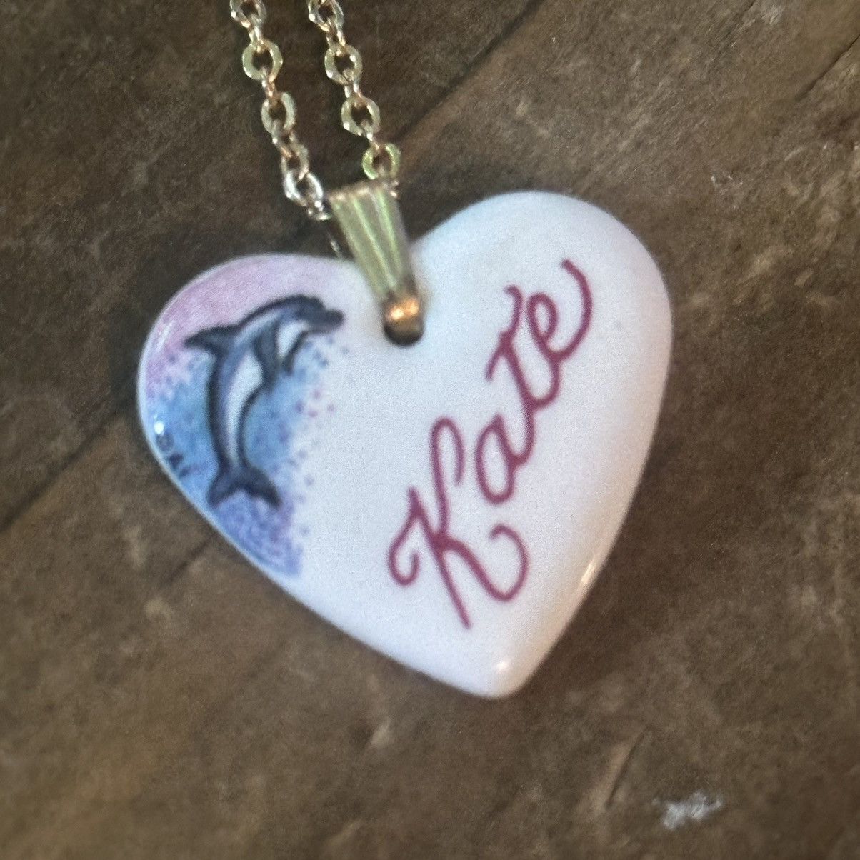 Vintage Vintage name Kate porcelain heart pendant necklace Size ONE SIZE - 4 Thumbnail
