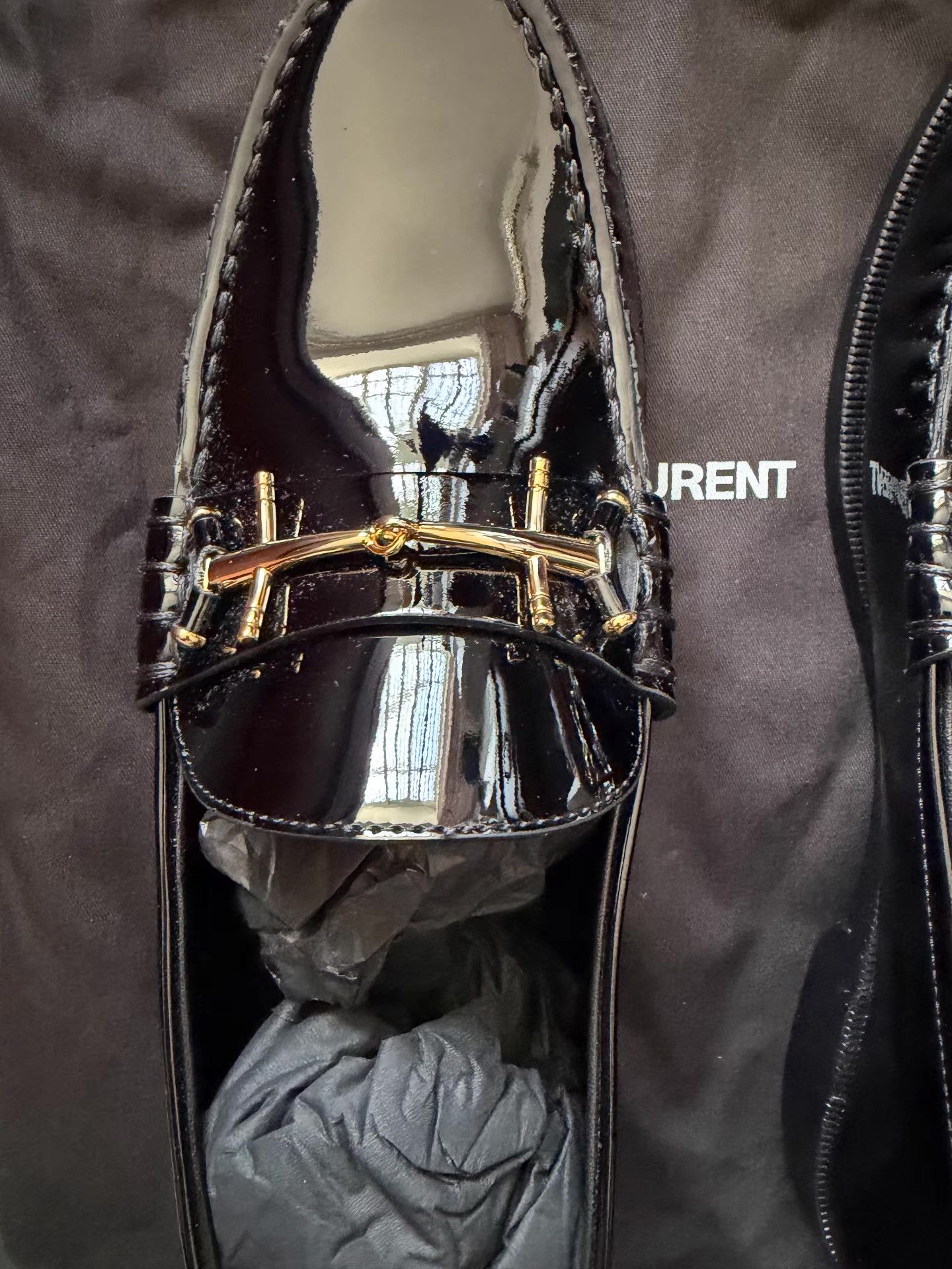 Saint Laurent Paris SaintLaurentMen's Runway Patent Leather Horsebit Loafers Ｑ23 Size US 8 / EU 41 - 6 Thumbnail