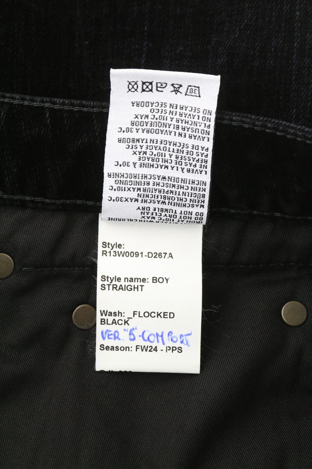 R13 BOY STRAIGHT 27 Flocked Black Velvet Ankle Zip 85813 Size 27" / US 4 / IT 40 - 9 Thumbnail