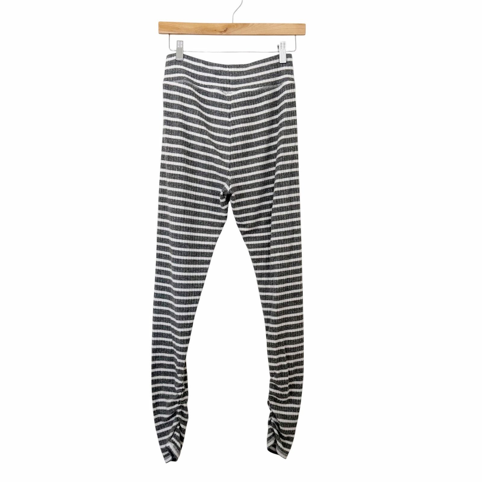 Other Aerie Gray White Stripped Ribbed Ruched Pants Sz M Size 30" / US 8 / IT 44 - 5 Thumbnail