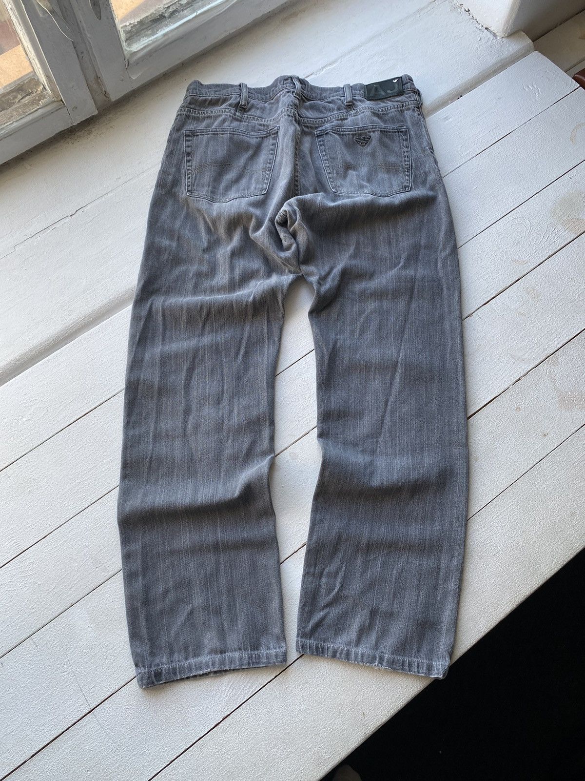Giorgio Armani × Vintage 90s Armani Jeans Denim Grey Baggy Mens Pants 36US Size US 36 / EU 52 - 14 Thumbnail