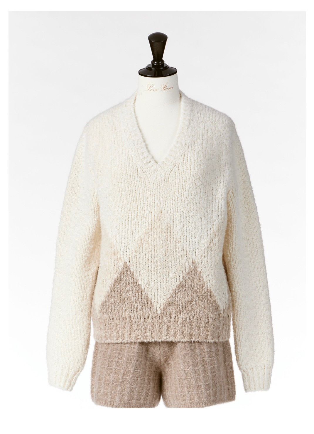 Loro Piana o1srvl11e1125 FAN1195 Cocooning V-neck Sweater White/Brown Size M / US 6-8 / IT 42-44 - 3 Thumbnail