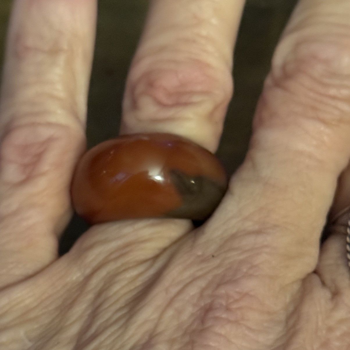 Vintage Vintage brown agate dome ring Size ONE SIZE - 3 Thumbnail