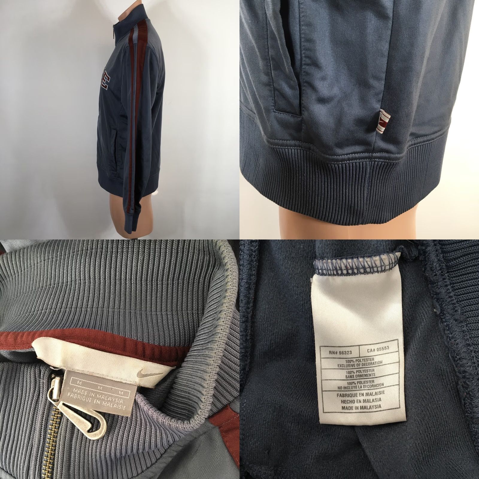 Nike VINTAGE Nike Charcoal Gray Maroon Full Zip Collared Athletic Track Jacket Sz M 90s Mens Size US M / EU 48-50 / 2 - 8 Thumbnail
