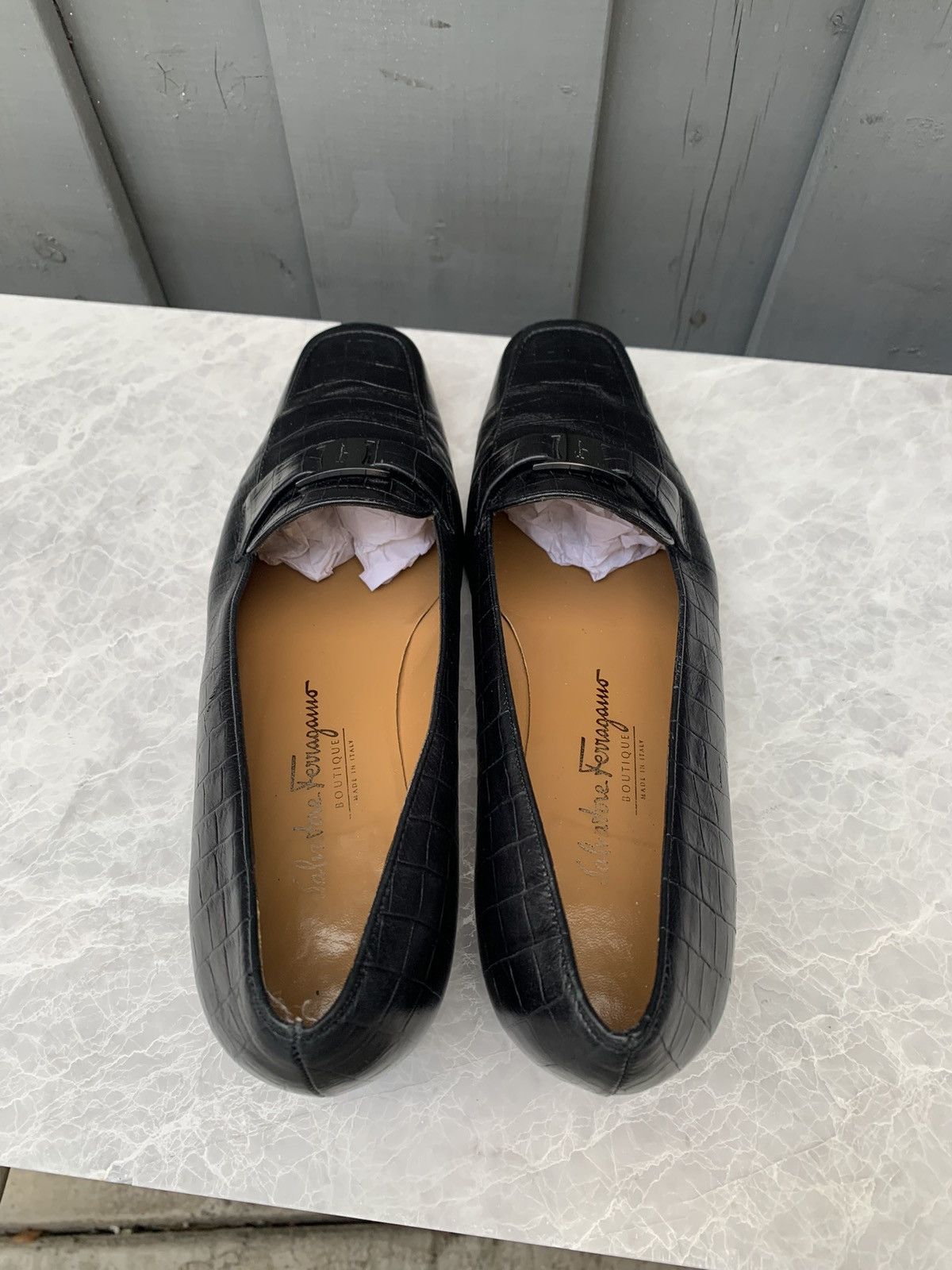 Salvatore Ferragamo × Vintage Vintage Salvatore Ferragamo Boutique Croc Leather Square Toe Size US 6.5 / IT 36.5 - 7 Thumbnail