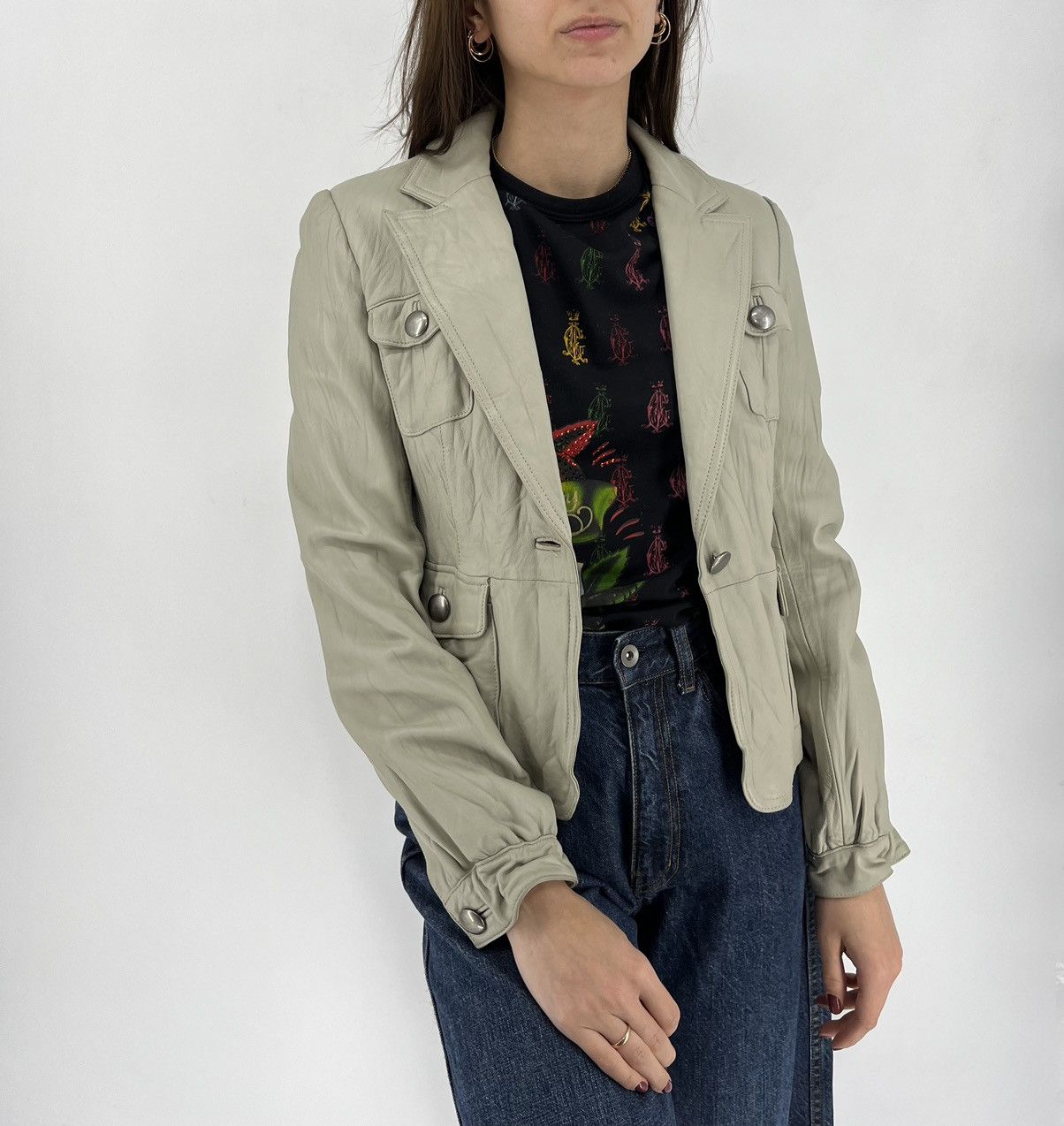 Japanese Brand × Vintage Vintage 00’s Wossivo Moto Leather Racing Y2K Jacket Size XS / US 0-2 / IT 36-38 - 2 Thumbnail