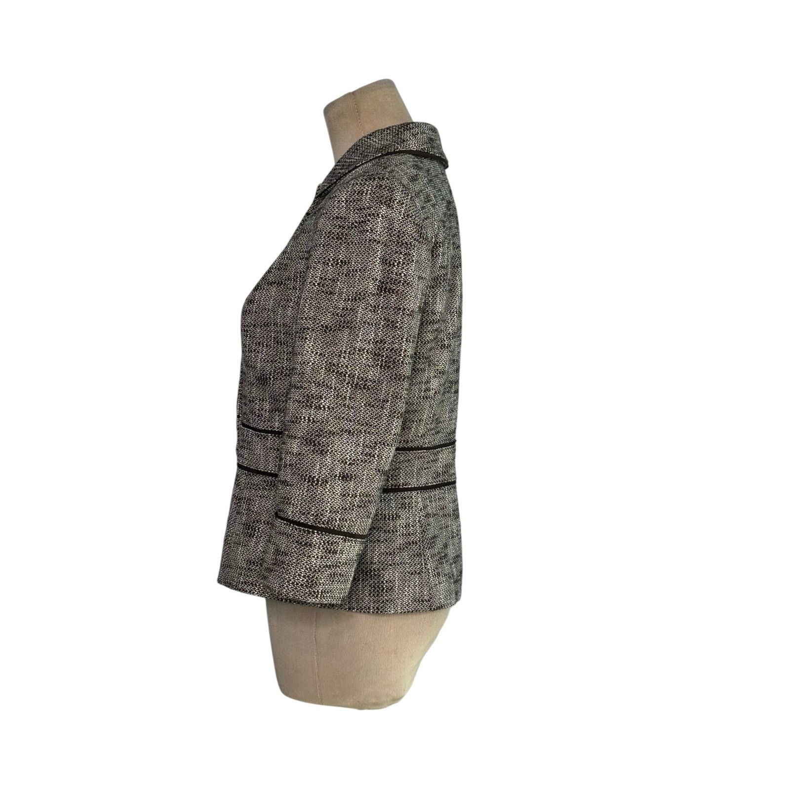 Loft Loft brown tweed 3/4 sleeves buttoned blazer jacket size 4P Size S / US 4 / IT 40 - 9 Thumbnail