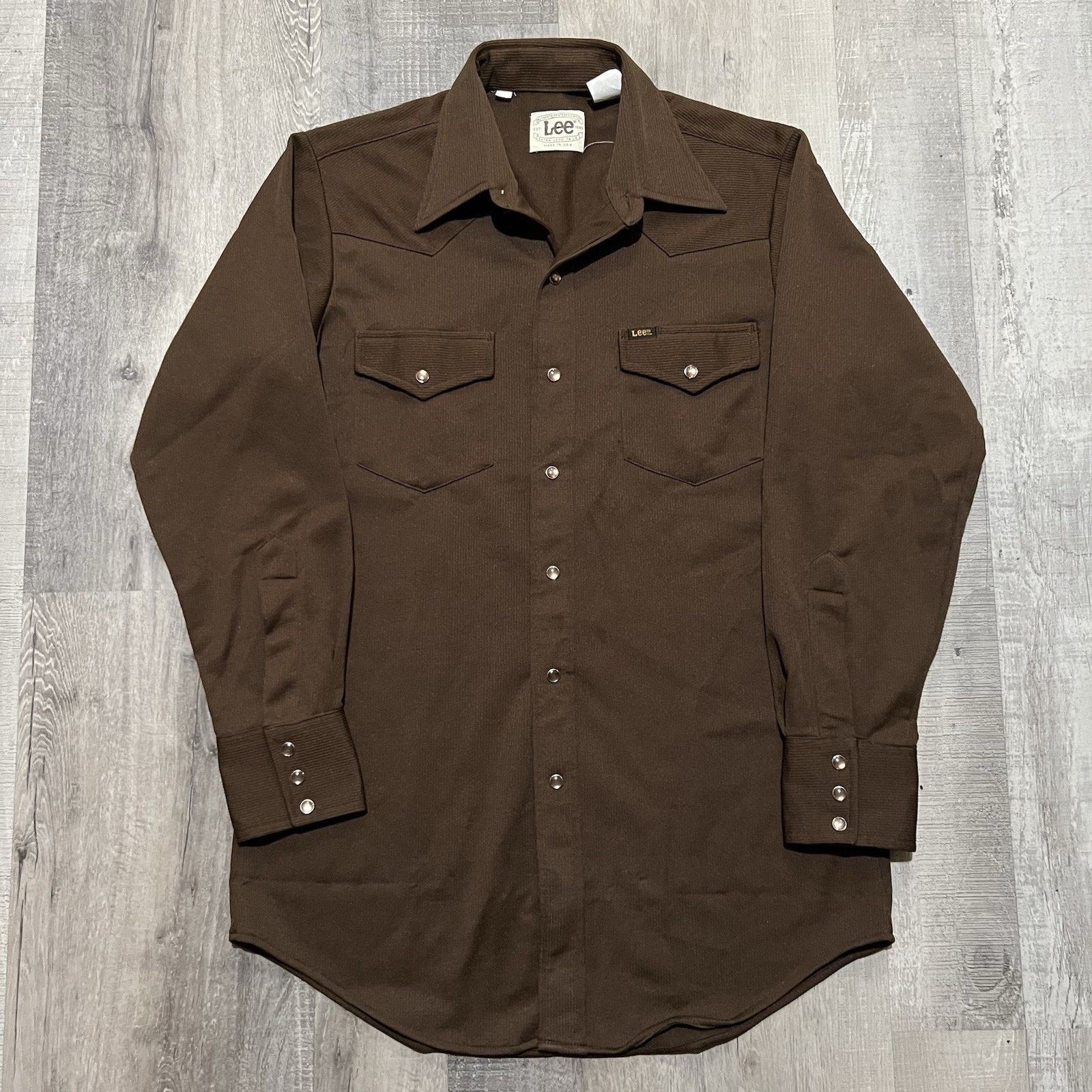 Lee Vintage Lee Pearl Snap Shirt 70s Brown Western Rockabilly Size US L / EU 52-54 / 3 - 1 Thumbnail
