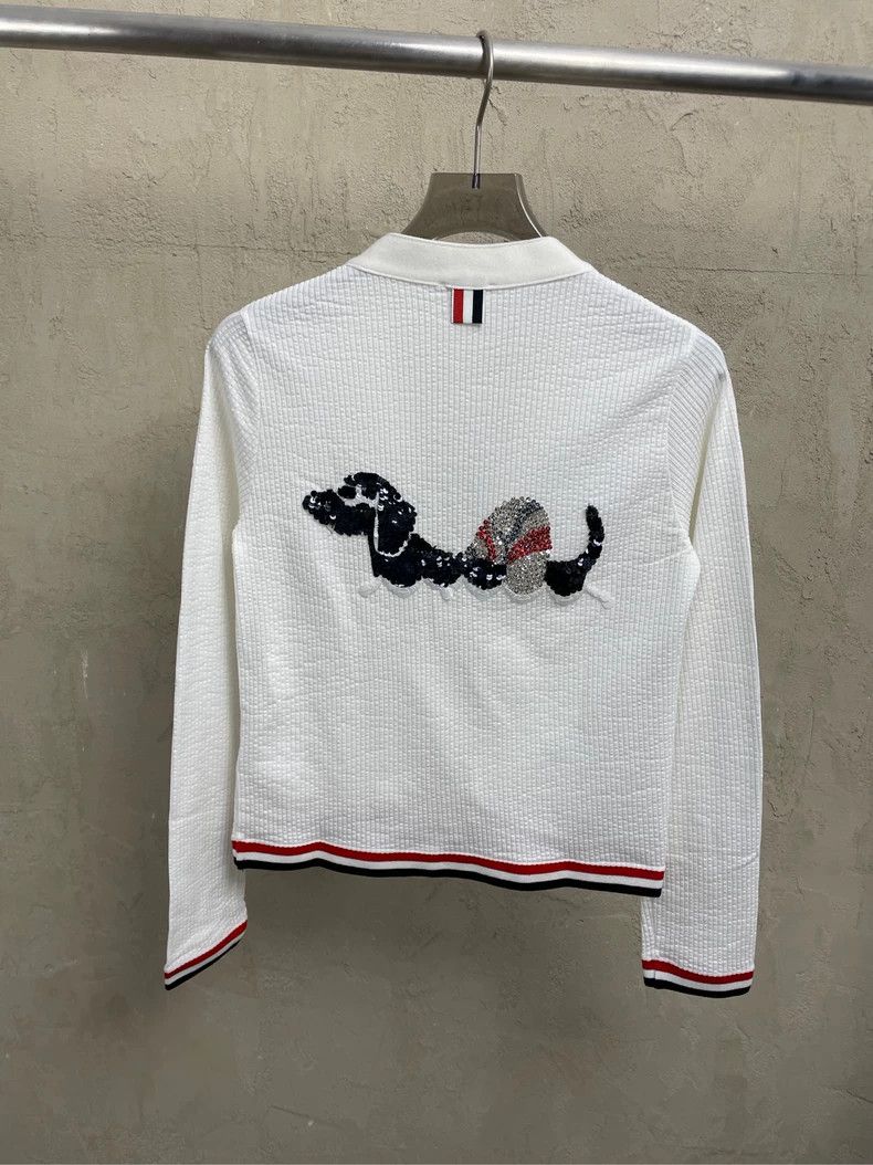Thom Browne Thom browne White sequin puppy hem striped cardigan jacket Size XS / US 0-2 / IT 36-38 - 2 Thumbnail