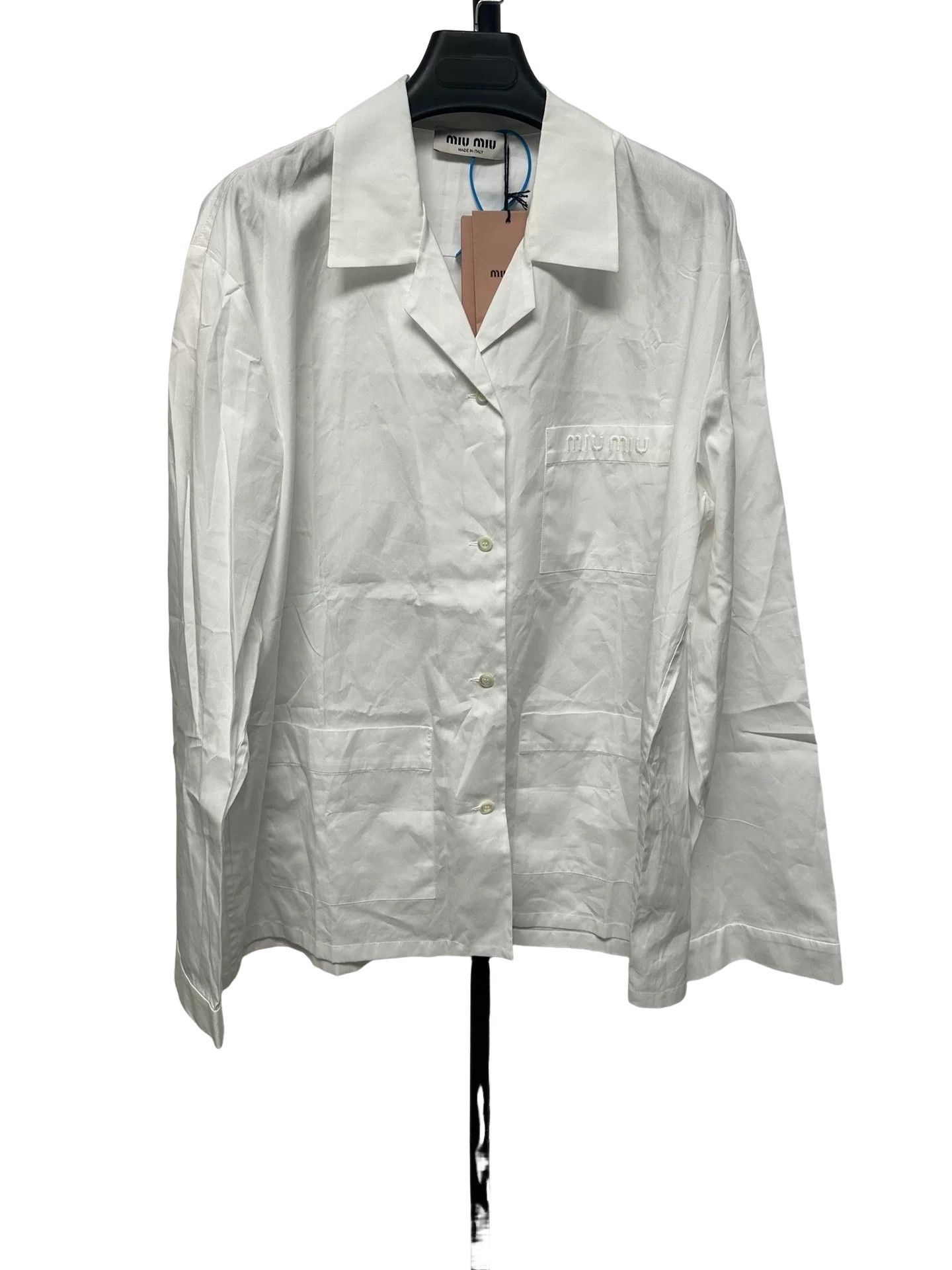 Miu Miu Miu Miu Embroidered Poplin Shirt White 42 Size M / US 6-8 / IT 42-44 - 1 Thumbnail