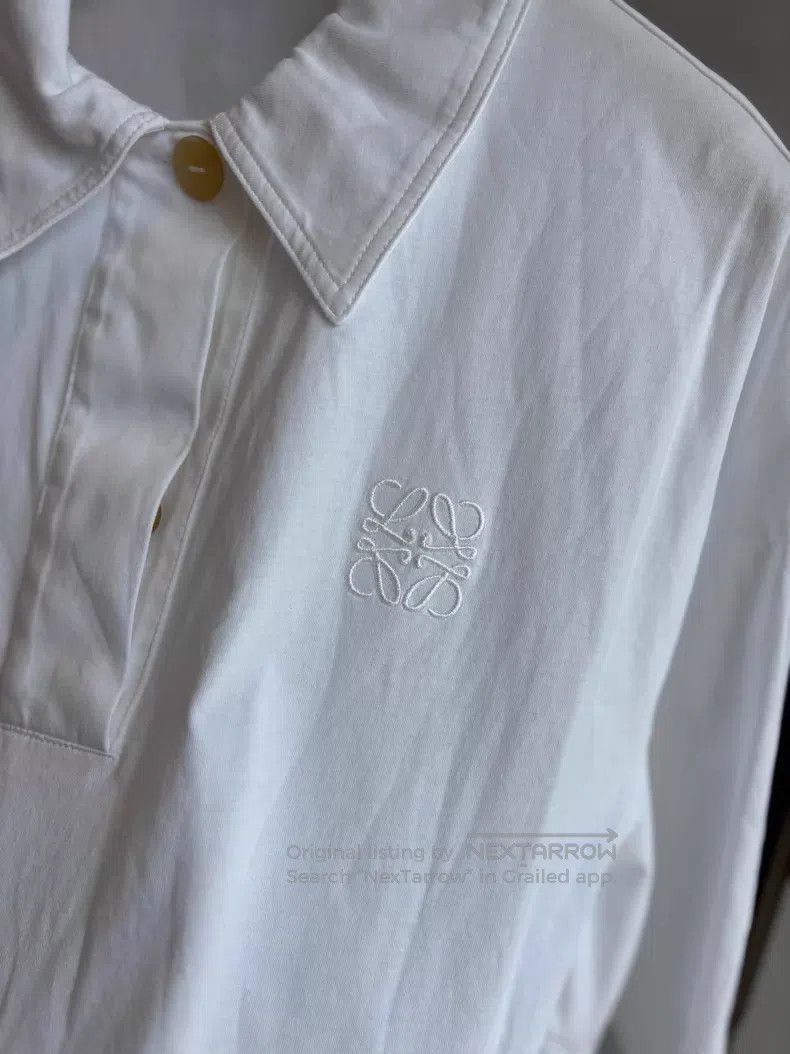 Loewe Loewe White polo collar seven-eighths sleeve top Size M / US 6-8 / IT 42-44 - 2 Thumbnail