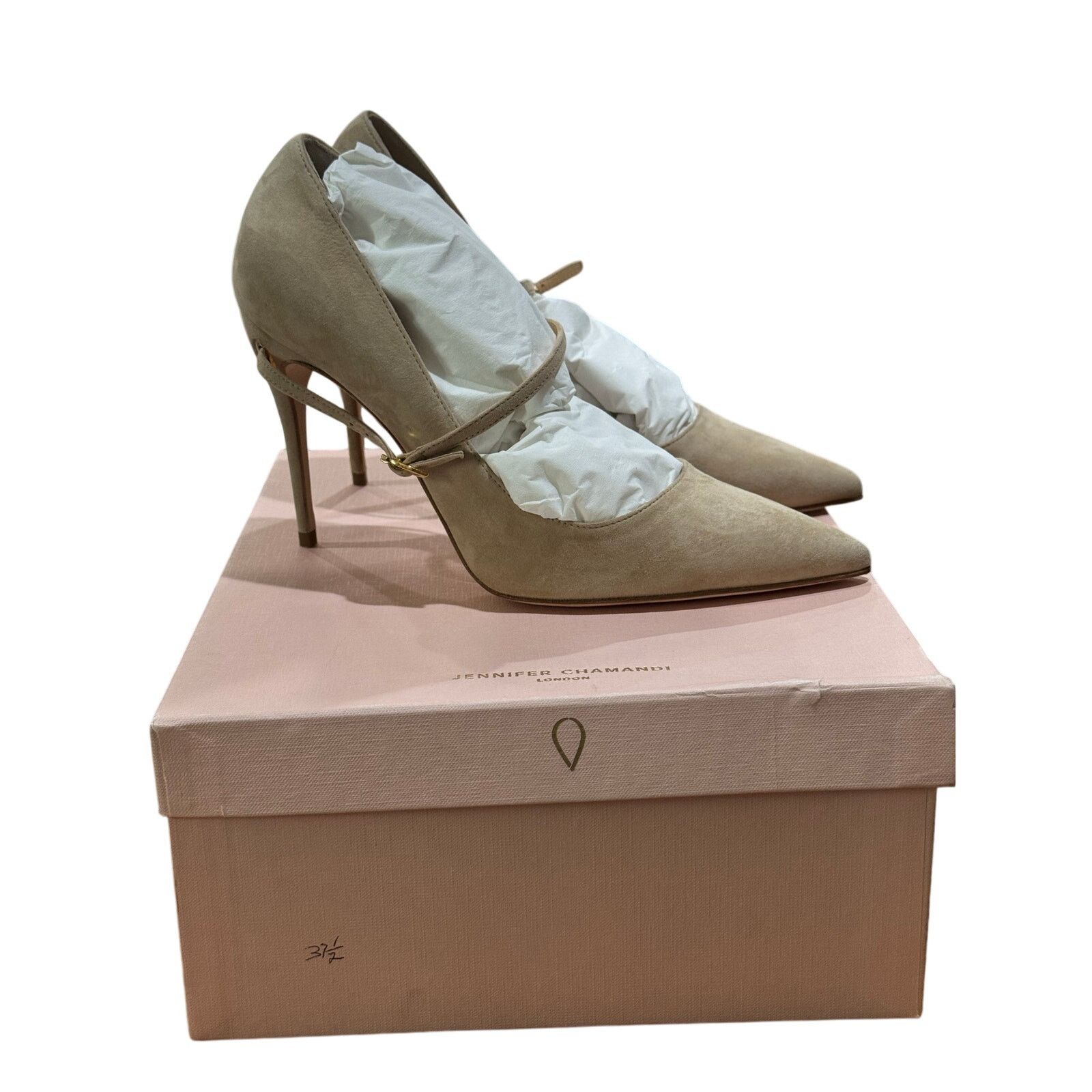 Other Jennifer Chamandi Lorenzo 105 mm Sand Suede Pumps sz. 39 eu Size US 9 / IT 39 - 5 Thumbnail