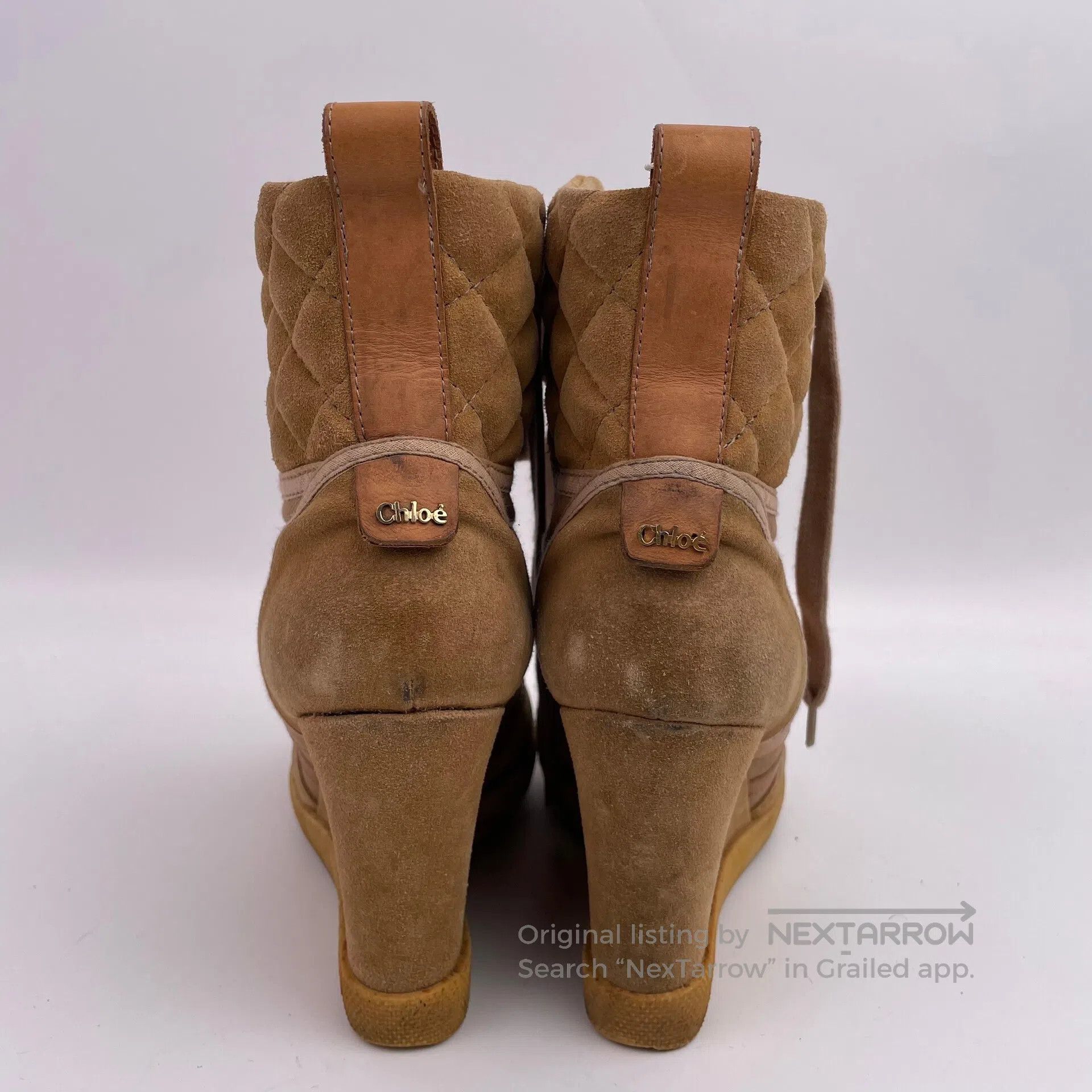 chloma Chloe Brown Suede and Color Block High-Top Shoes| Size US 5 / EU 37 - 4 Thumbnail