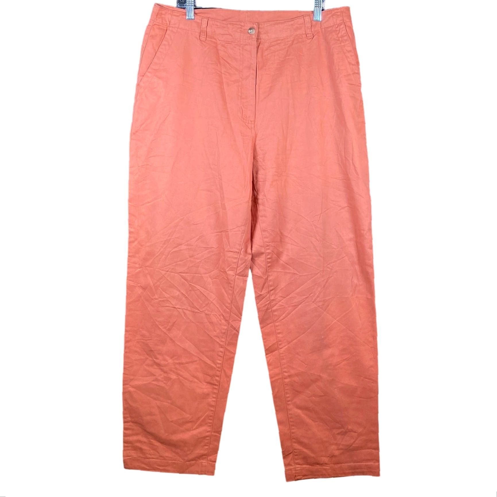 Vintage LL Bean Womens Pants Chino 100% Cotton Peach High Rise Straight Leg 16 Plus Regular Size 25" / US 0 / IT 36 - 2 Thumbnail