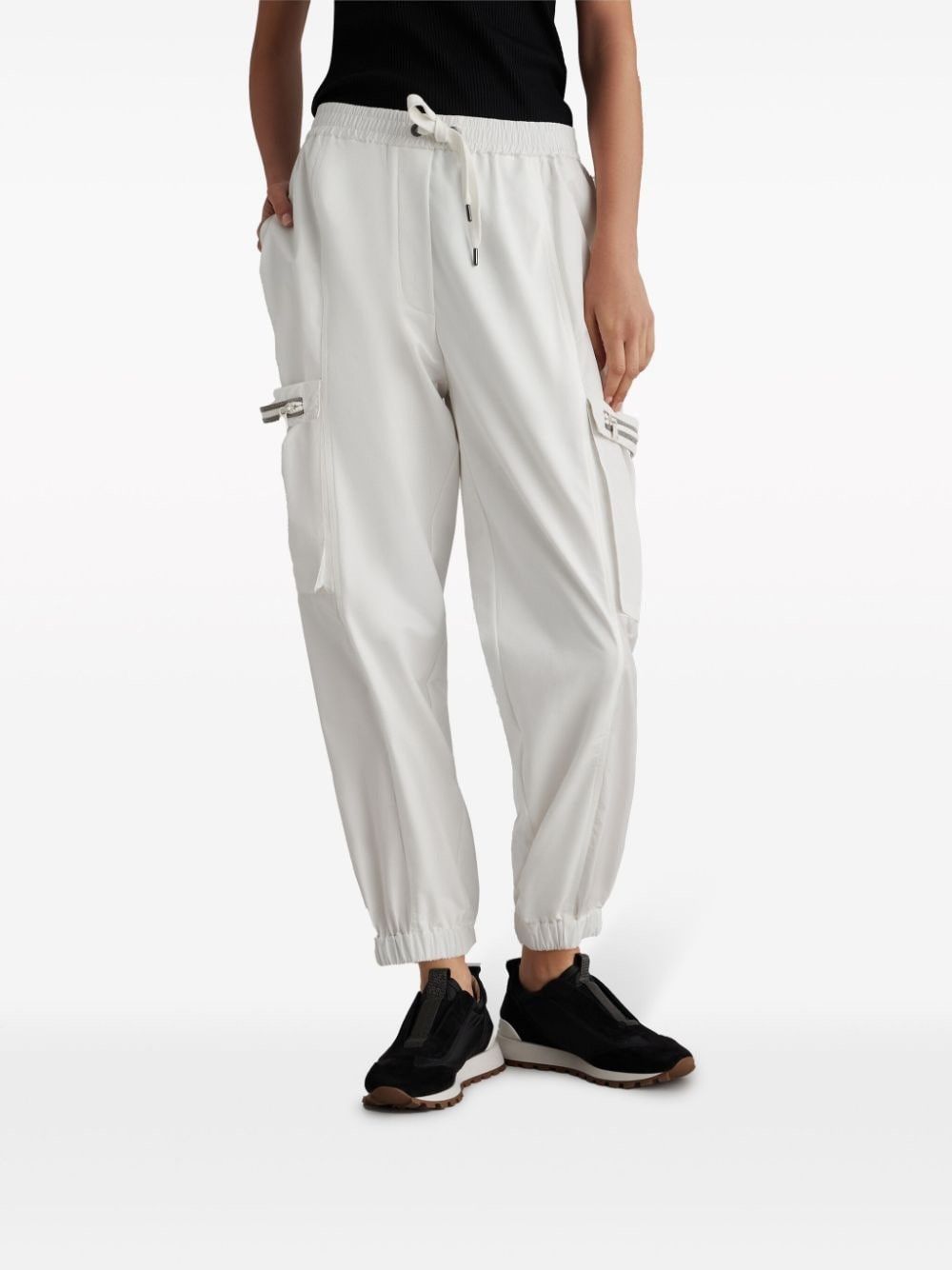 Brunello Cucinelli o1w1db10825 Woman Sport Pants in Light Beige Size 28" / US 6 / IT 42 - 1 Thumbnail