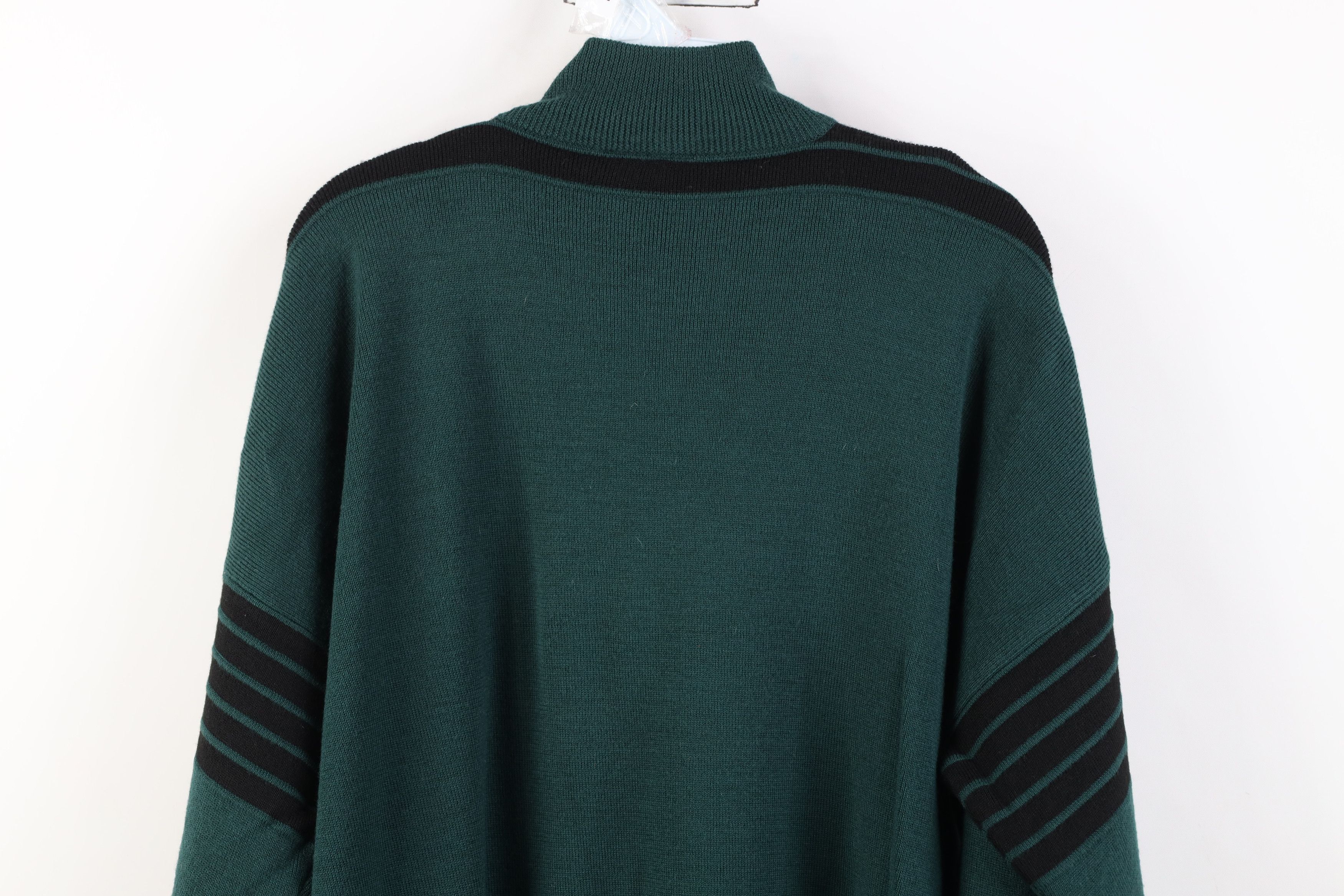 Vintage Vintage 90s Streetwear Striped 1/4 Half Zip Sweater Green Size US XL / EU 56 / 4 - 11 Thumbnail