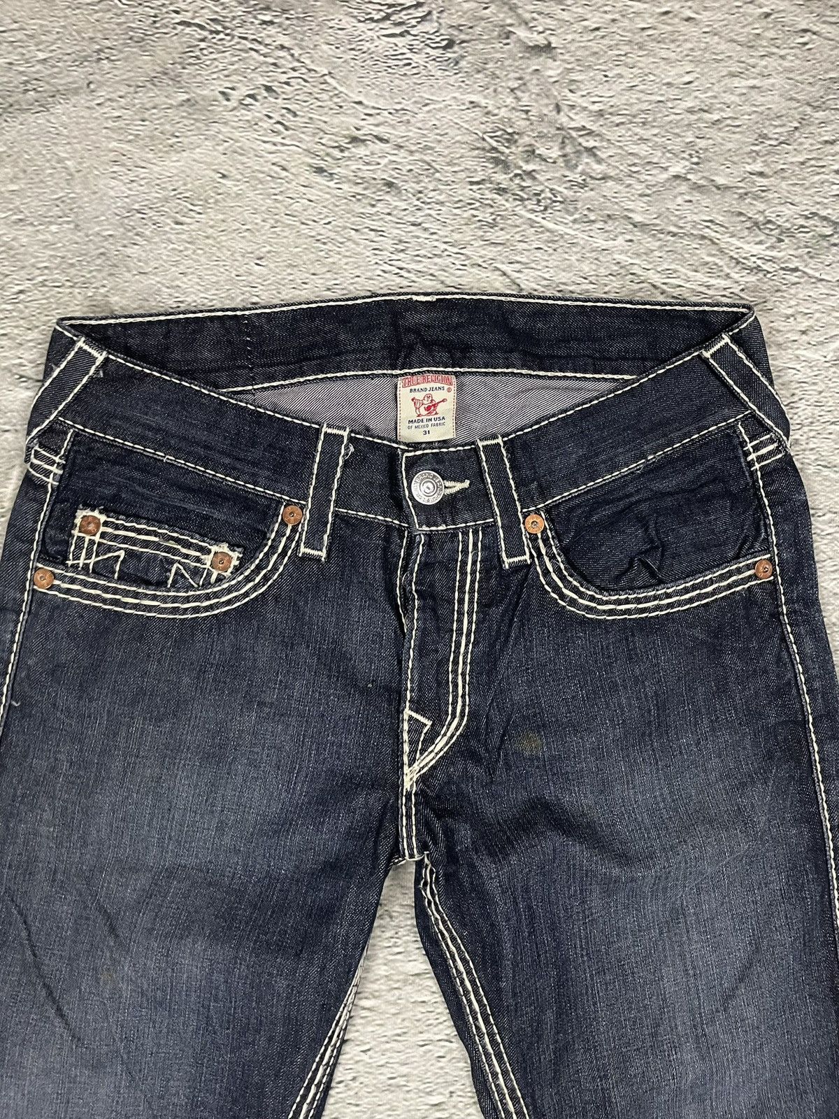 True Religion True Religion jeans navy blue white stitching straight Y2K Size US 31 - 5 Thumbnail