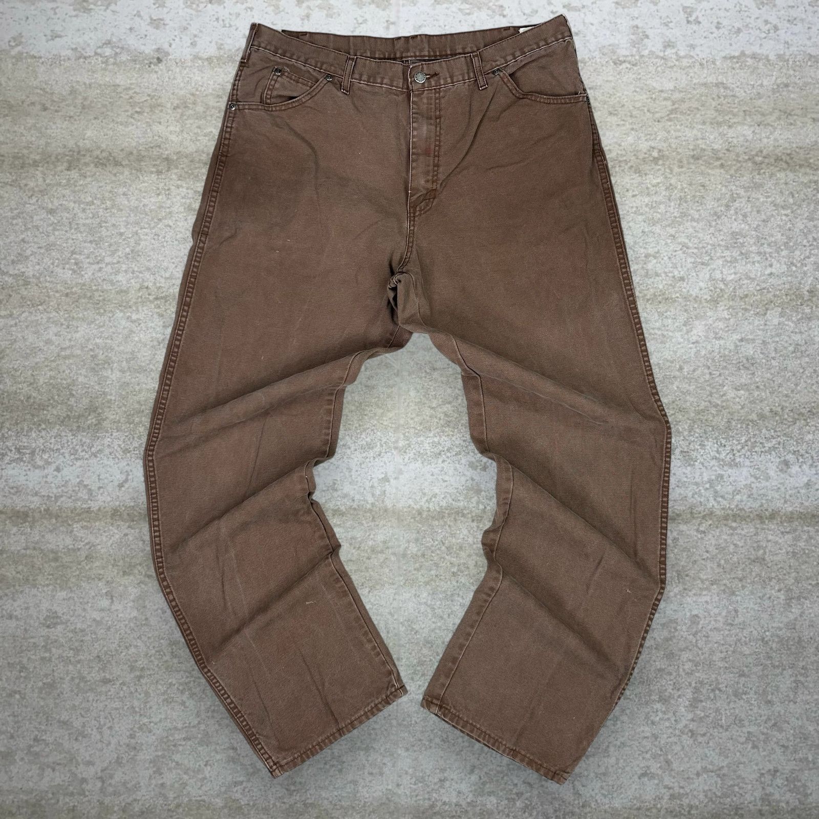Dickies Vintage 90s Dickies Carpenter Pants 36x34 Baggy Wide Brown Size US 36 / EU 52 - 2 Thumbnail