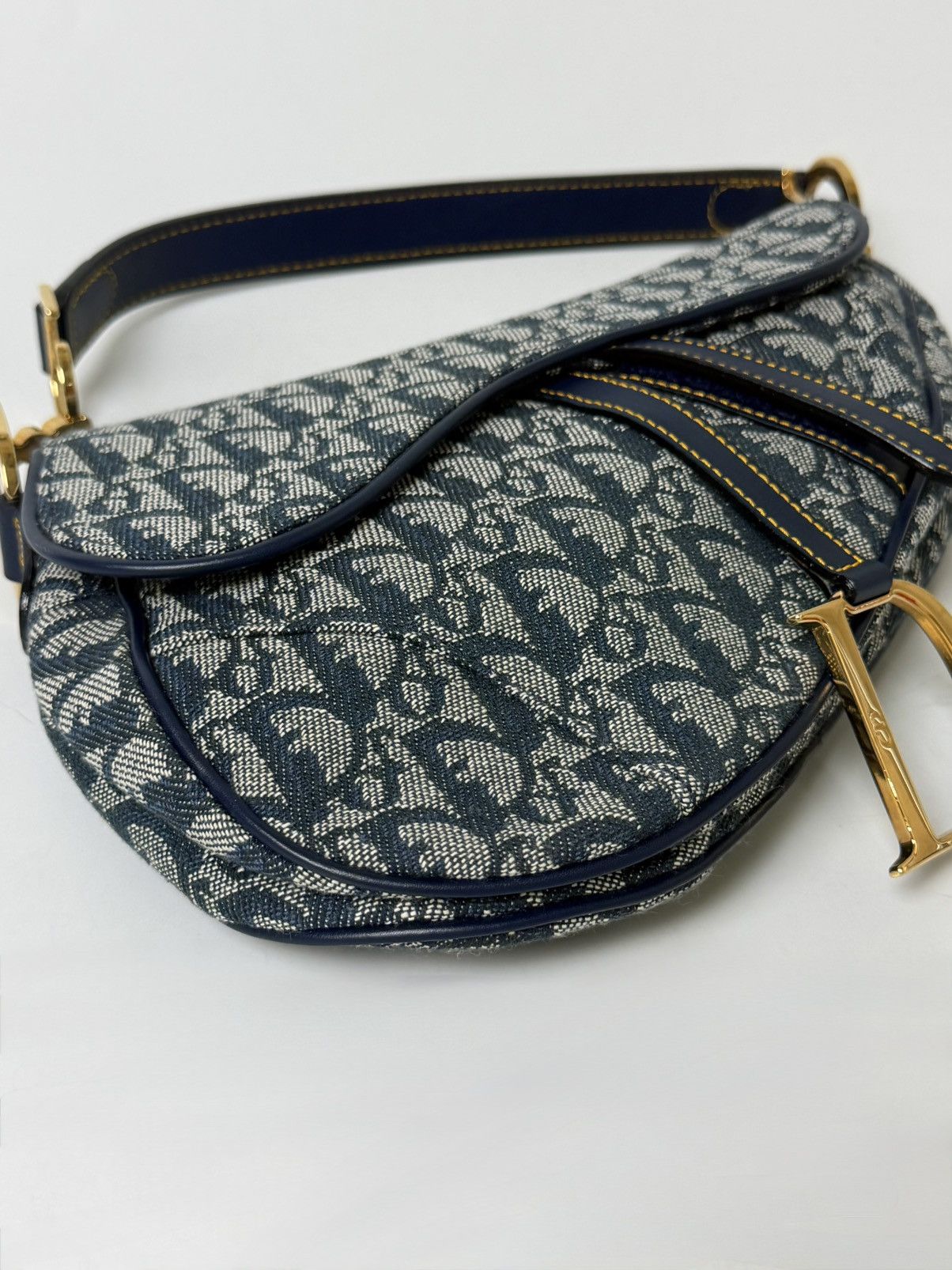 Dior 2000’s Dior Blue Oblique Saddle Bag Rare Lining Size ONE SIZE - 7 Thumbnail